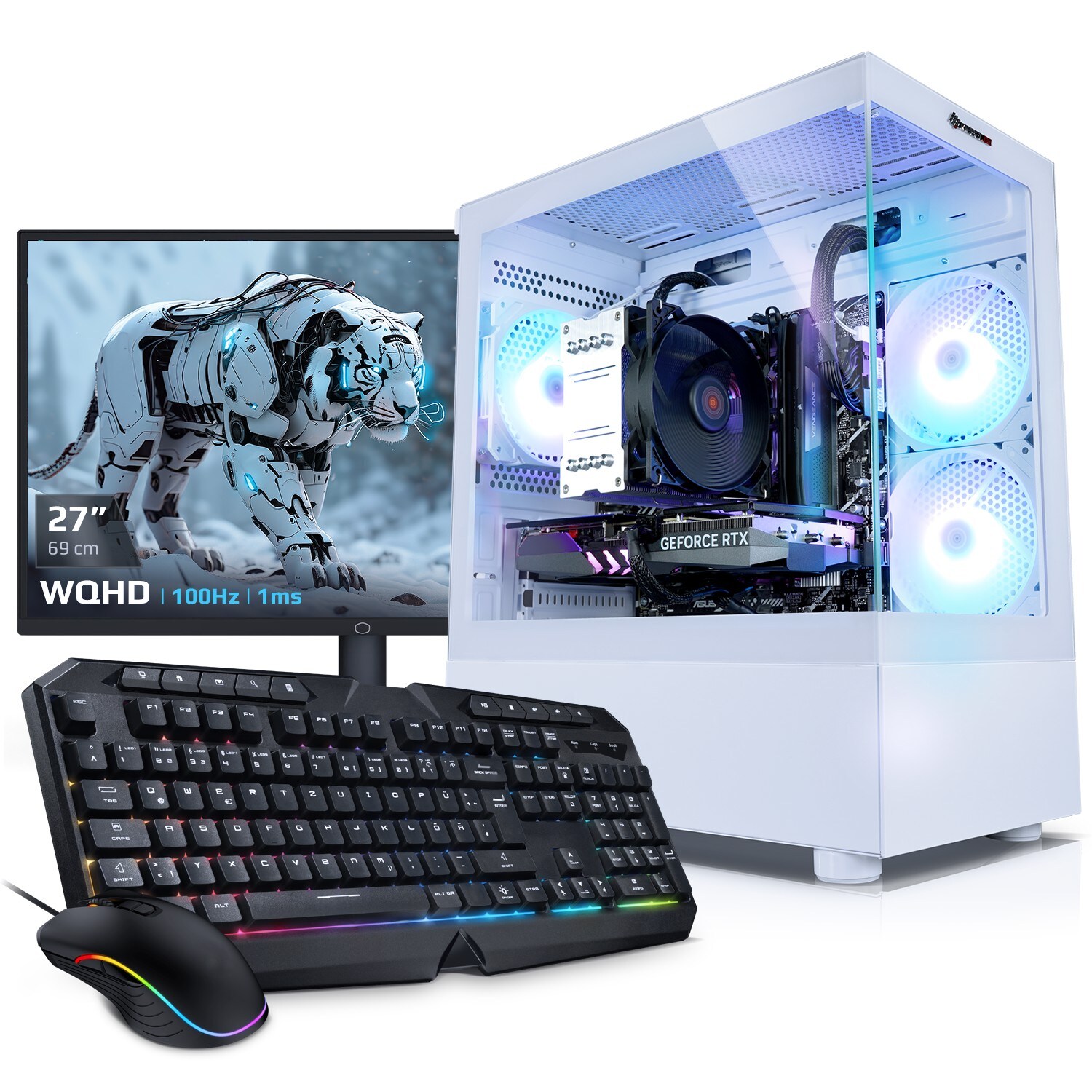 PC Set Gaming mit 27 Zoll TFT Invader XS VIII AMD Ryzen 7 8700F, 32GB DDR5, NVIDIA RTX 5060 8 GB, 1TB SSD, Windows 11 