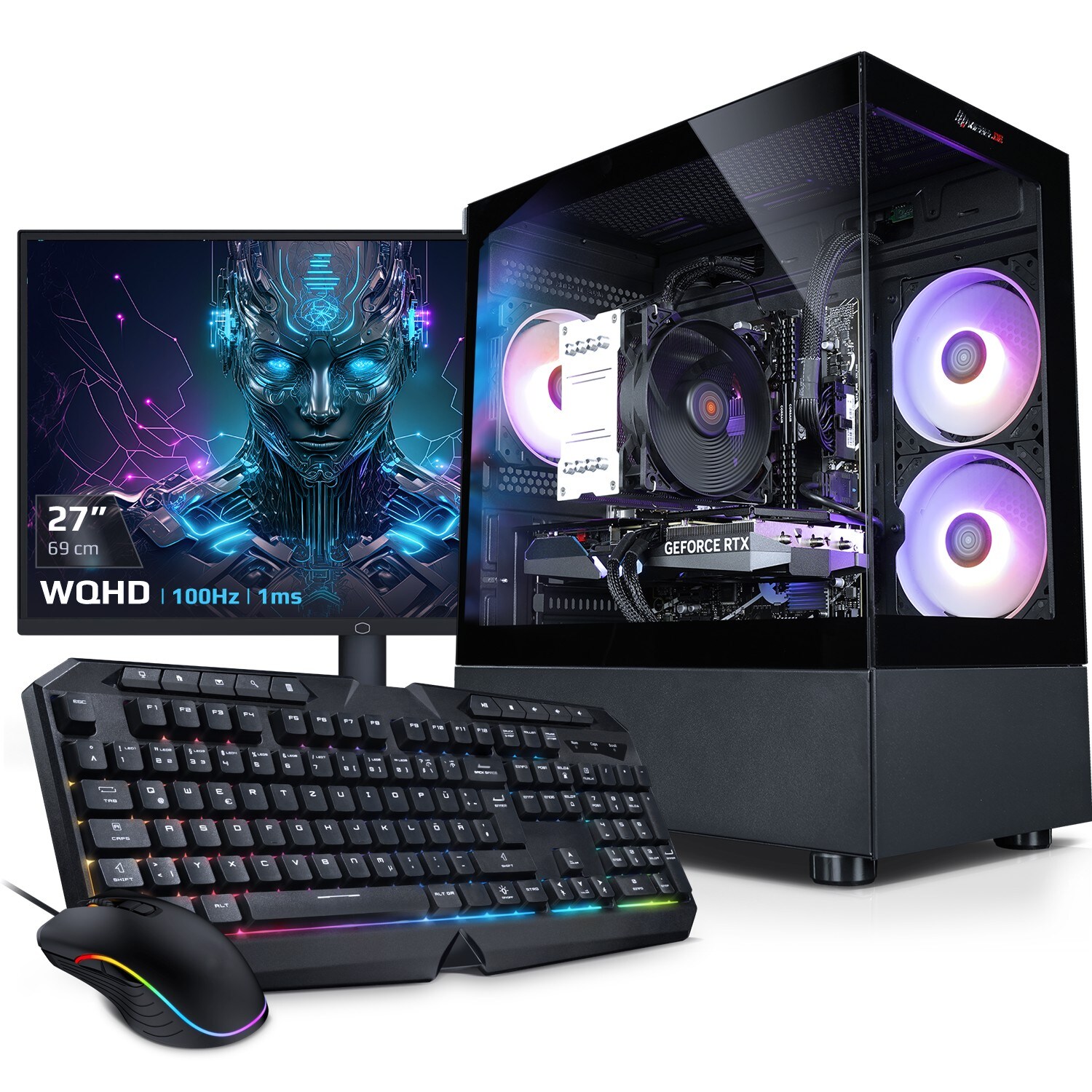 PC Set Gaming mit 27 Zoll TFT Invader XS VIII AMD Ryzen 7 8700F, 32GB DDR5, NVIDIA RTX 5060 8 GB, 1TB SSD, Windows 11 