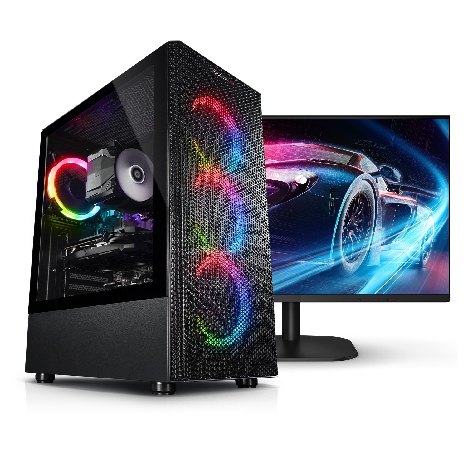 Gaming PC mit 27 Zoll TFT Raptor Intel Core i7-12700KF, 32GB DDR4, NVIDIA RTX 5060 8 GB, 1TB SSD, WLAN, Windows 11 