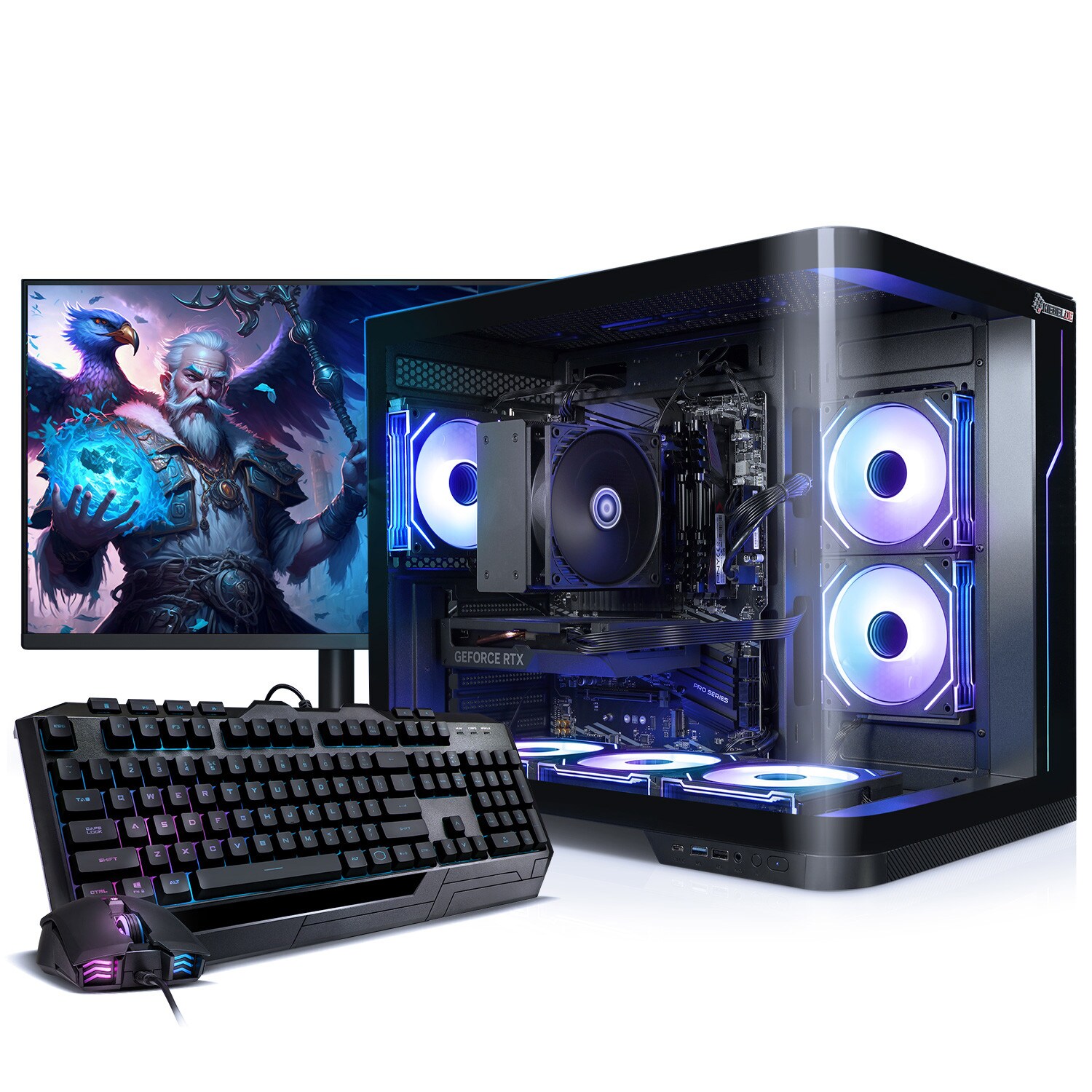 PC Set Gaming mit 27 Zoll TFT Curve VII AMD Ryzen 7 8700F, 32GB DDR5, NVIDIA RTX 5060 8 GB, 1TB SSD, WLAN, Windows 11 