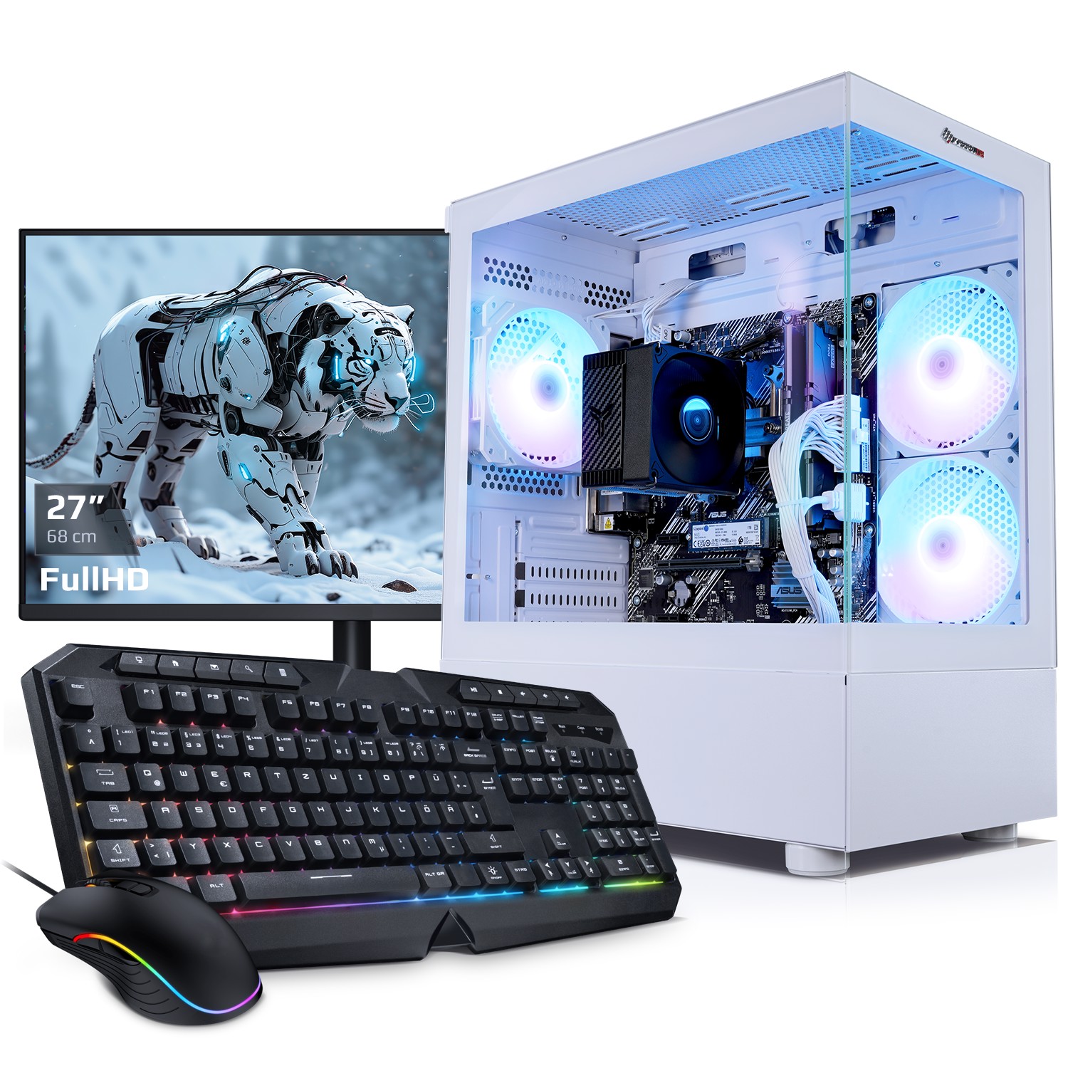 PC Set Gaming mit 27 Zoll TFT Allround AMD Ryzen 5 5600GT, 16GB DDR4, AMD Radeon Grafik, 1TB SSD, WLAN, Windows 11 