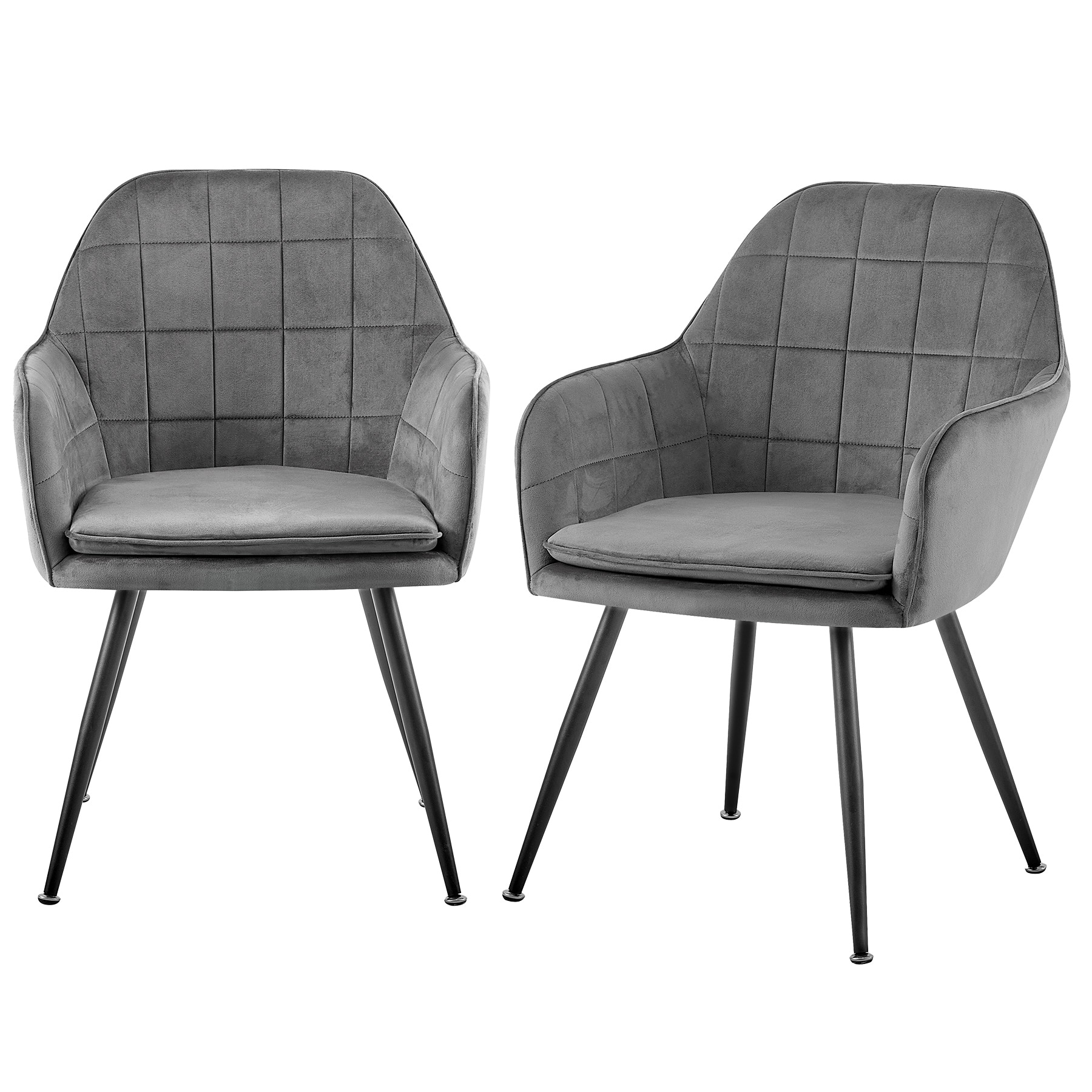 Edle Esszimmerst&uuml;hle in Steppoptik - pflegeleichte Loungesessel mit Armlehnen - gepolsterte K&uuml;chenst&uuml;hle mit abgestepptem Samtbezug - stabile St&uuml;hle Esszimmer mit Metallgestell 