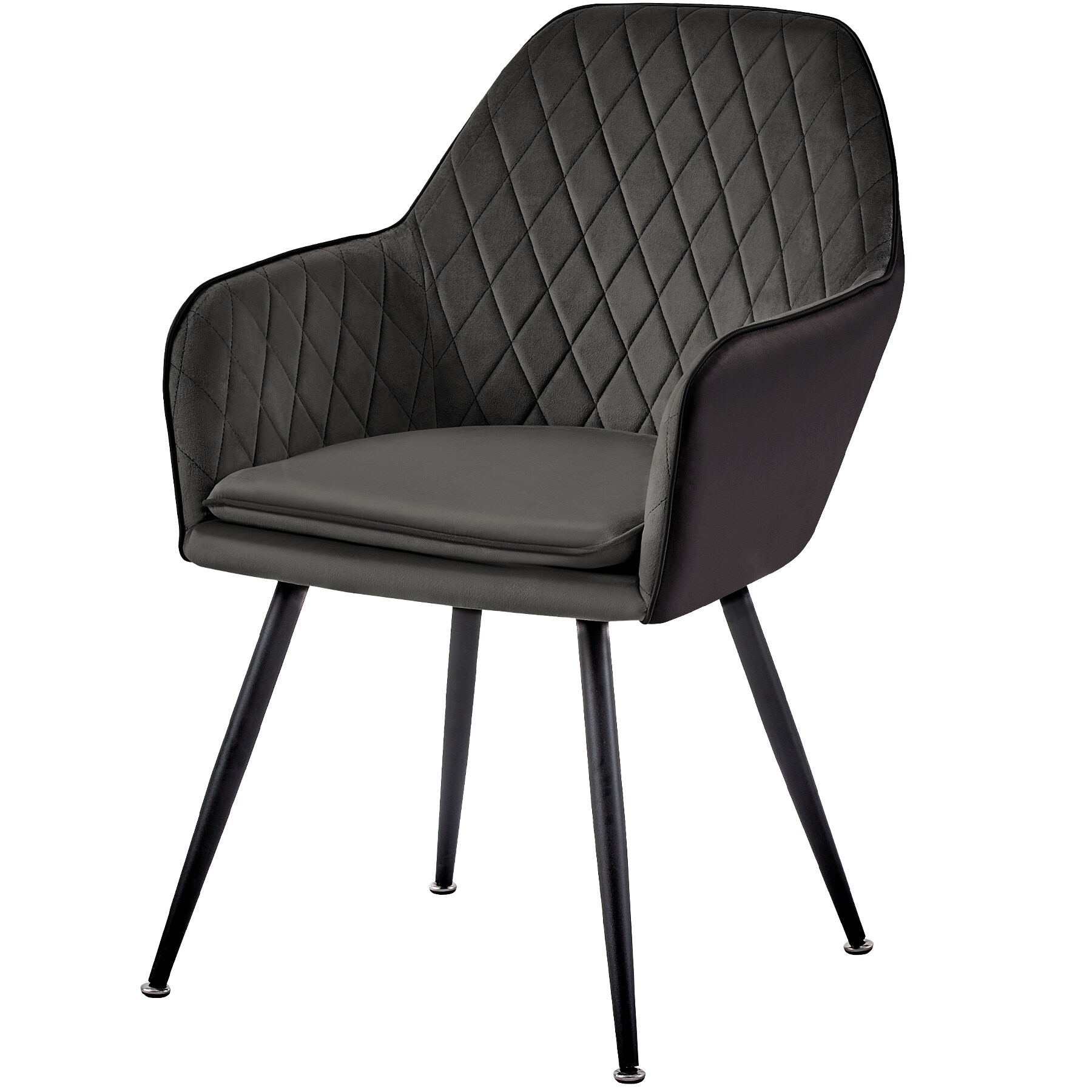 Exklusive Esszimmerst&uuml;hle in Samt- und Lederoptik - pflegeleichte Loungesessel mit Armlehnen in 4 Farbvariationen - gepolsterte K&uuml;chenst&uuml;hle mit abgestepptem Bezug - stabile St&uuml;hle Esszimmer mit Metallgestell 