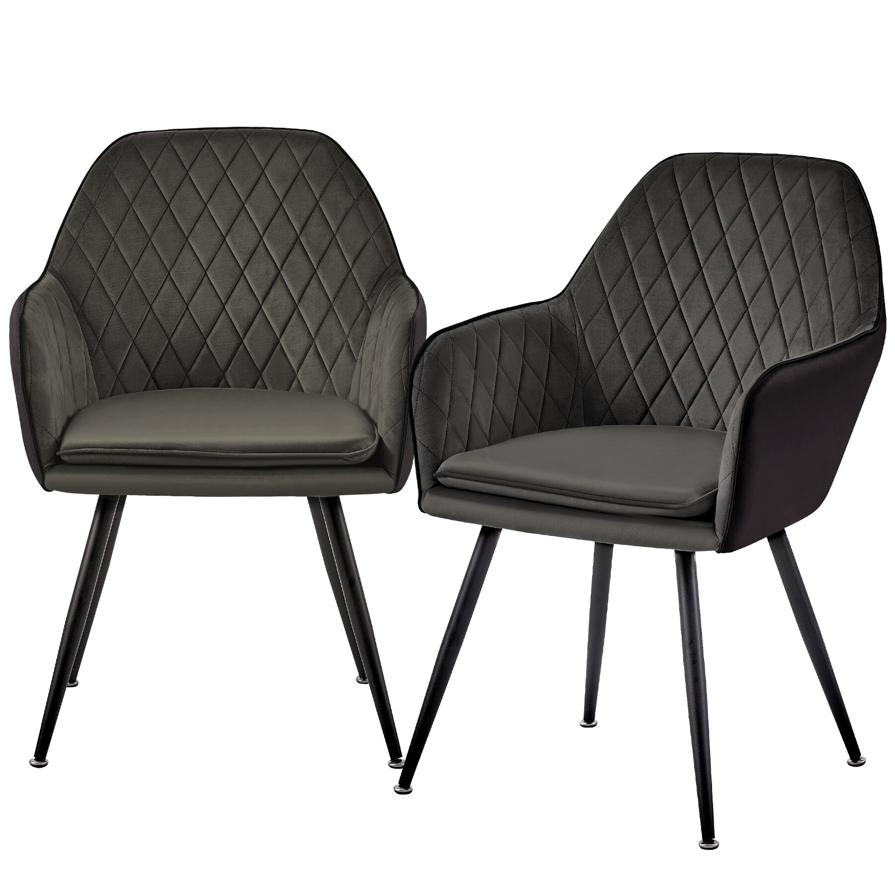 Exklusive Esszimmerst&uuml;hle in Samt- und Lederoptik - pflegeleichte Loungesessel mit Armlehnen in 4 Farbvariationen - gepolsterte K&uuml;chenst&uuml;hle mit abgestepptem Bezug - stabile St&uuml;hle Esszimmer mit Metallgestell 