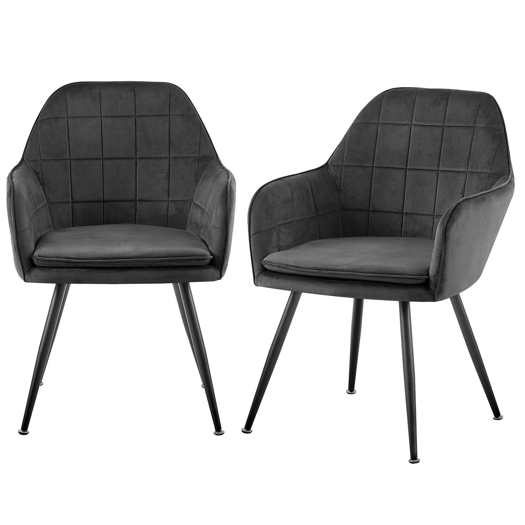 Esszimmerst&uuml;hle in Steppoptik - gepolsterte Loungesessel mit abgestepptem Samtbezug und Armlehnen - stabile St&uuml;hle Esszimmer mit Metallgestell 