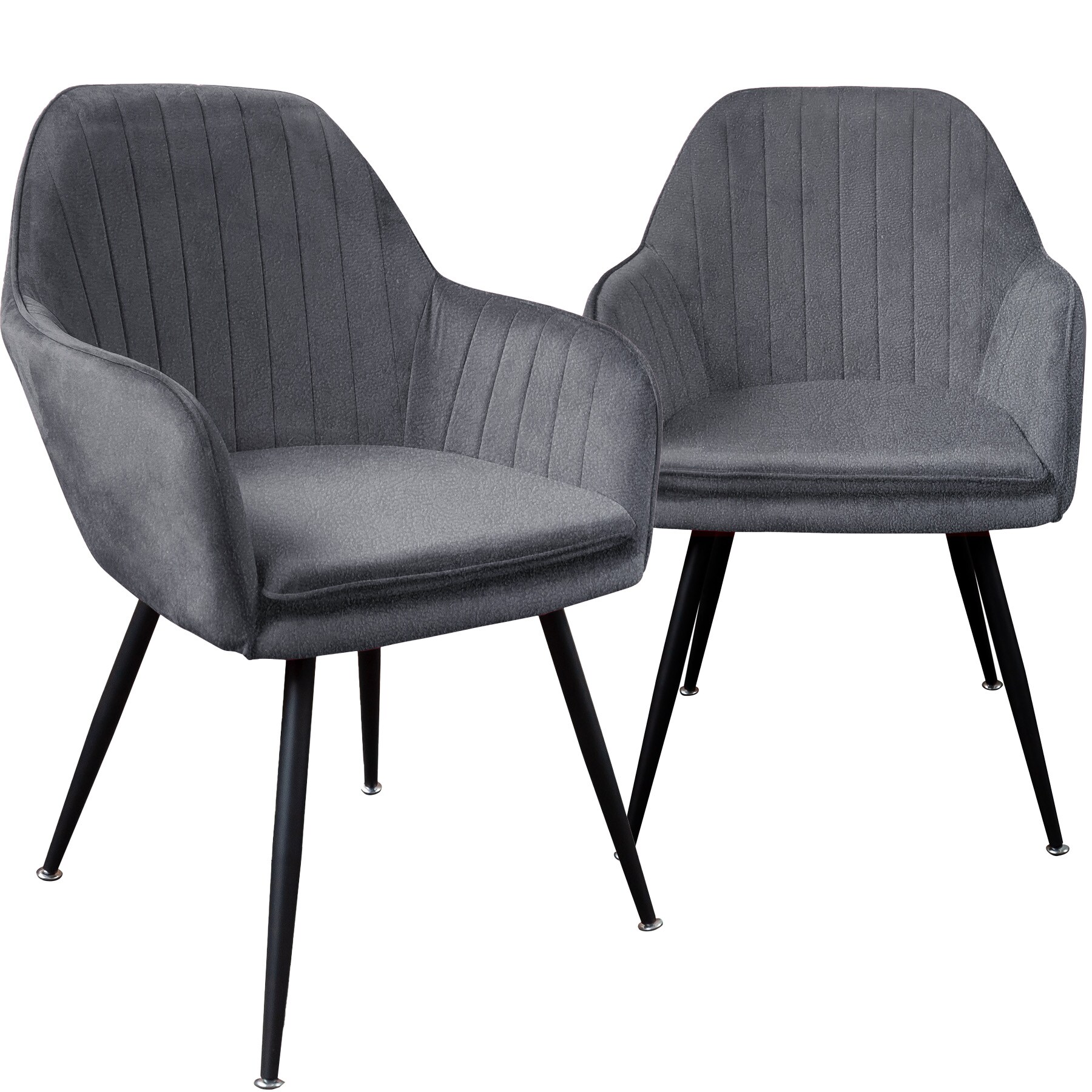 Edle Esszimmerst&uuml;hle in Steppoptik - pflegeleichte Loungesessel mit Armlehnen - gepolsterte K&uuml;chenst&uuml;hle mit abgestepptem Samtbezug - stabile St&uuml;hle Esszimmer mit Metallgestell 