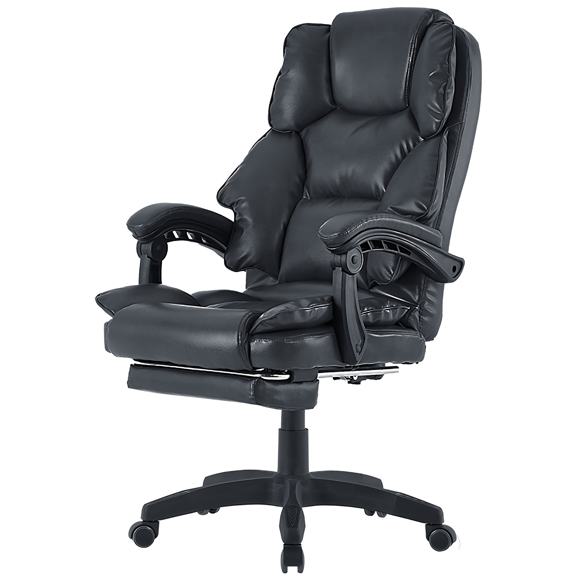 B&uuml;rostuhl mit Fu&szlig;st&uuml;tze und flexiblen 3-Punkt-Armlehnen ergonomischer Schreibtischstuhl im Lederoptik-Design mit einer verstellbaren R&uuml;ckenlehne f&uuml;r ges&uuml;ndere Sitzhaltung 