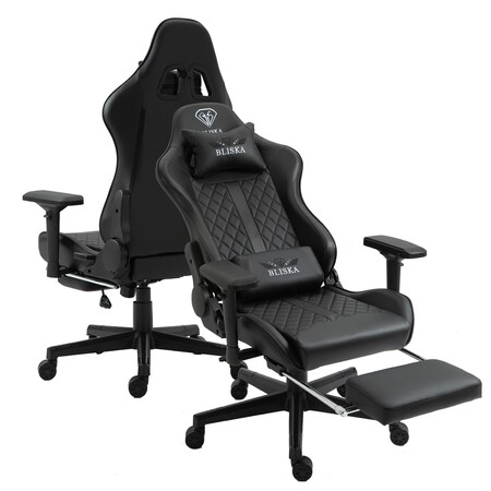 Gaming Stuhl im Racing Design in Lederoptik Bürostuhl mit flexiblen  Armlehnen ergonomischer Schreibtischstuhl mit verstellbarem  Rückenstützkissen