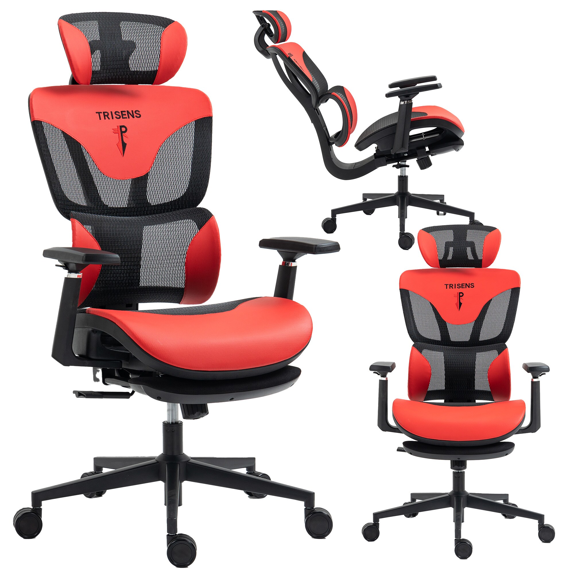 B&uuml;rostuhl in modernem Racing-Design - ergonomischer Gaming Schreibtischstuhl mit Nacken- und Lordosenst&uuml;tze - komfortabler Gaming Stuhl mit atmungsaktiver Netzr&uuml;ckenlehne und Wippfunktion 