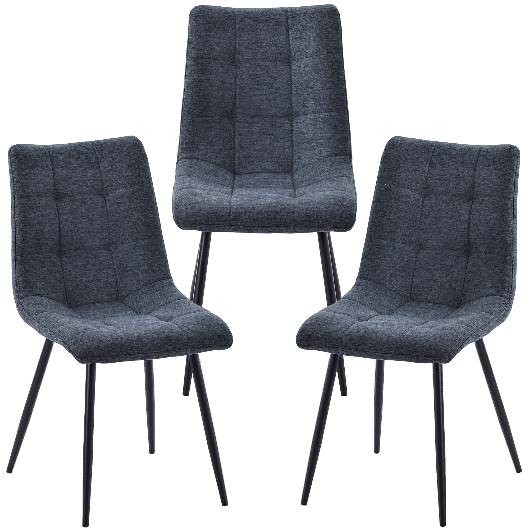 Moderne Esszimmerst&uuml;hle in Stoffoptik - bequeme Esstischst&uuml;hle  gepolsterte K&uuml;chenst&uuml;hle mit abgesteppter Vorderseite - stabile St&uuml;hle Esszimmer mit Metallgestell 