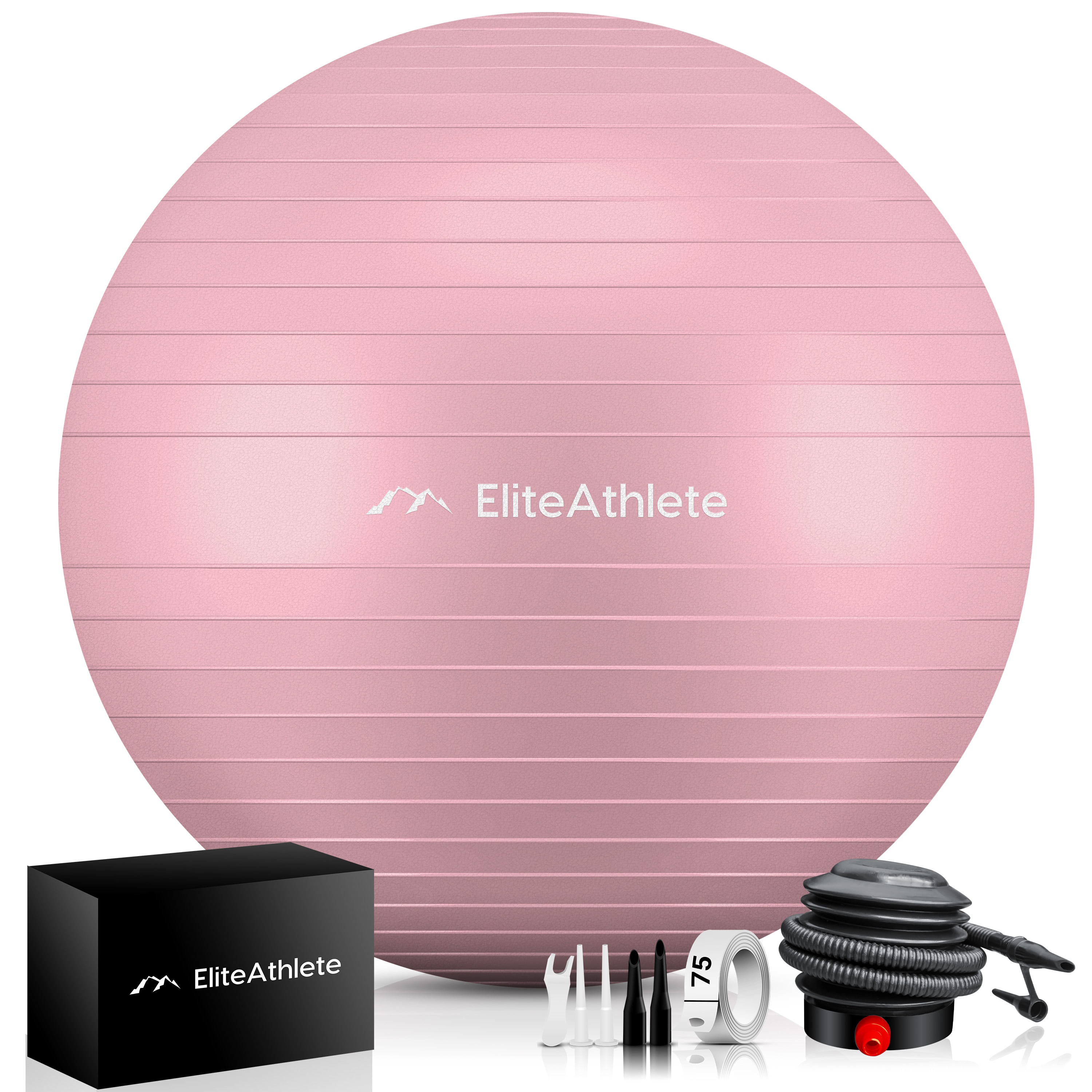 EliteAthlete&reg; Gymnastikball Sitzball B&uuml;ro ergonomisch mit Anti Burst System - Fitness Yoga Pilates Schwangerschaft - Schwangerschaftsball Fitnessball Yogaball - Yoga Ball inkl. Luftpumpe - Peach 55cm 