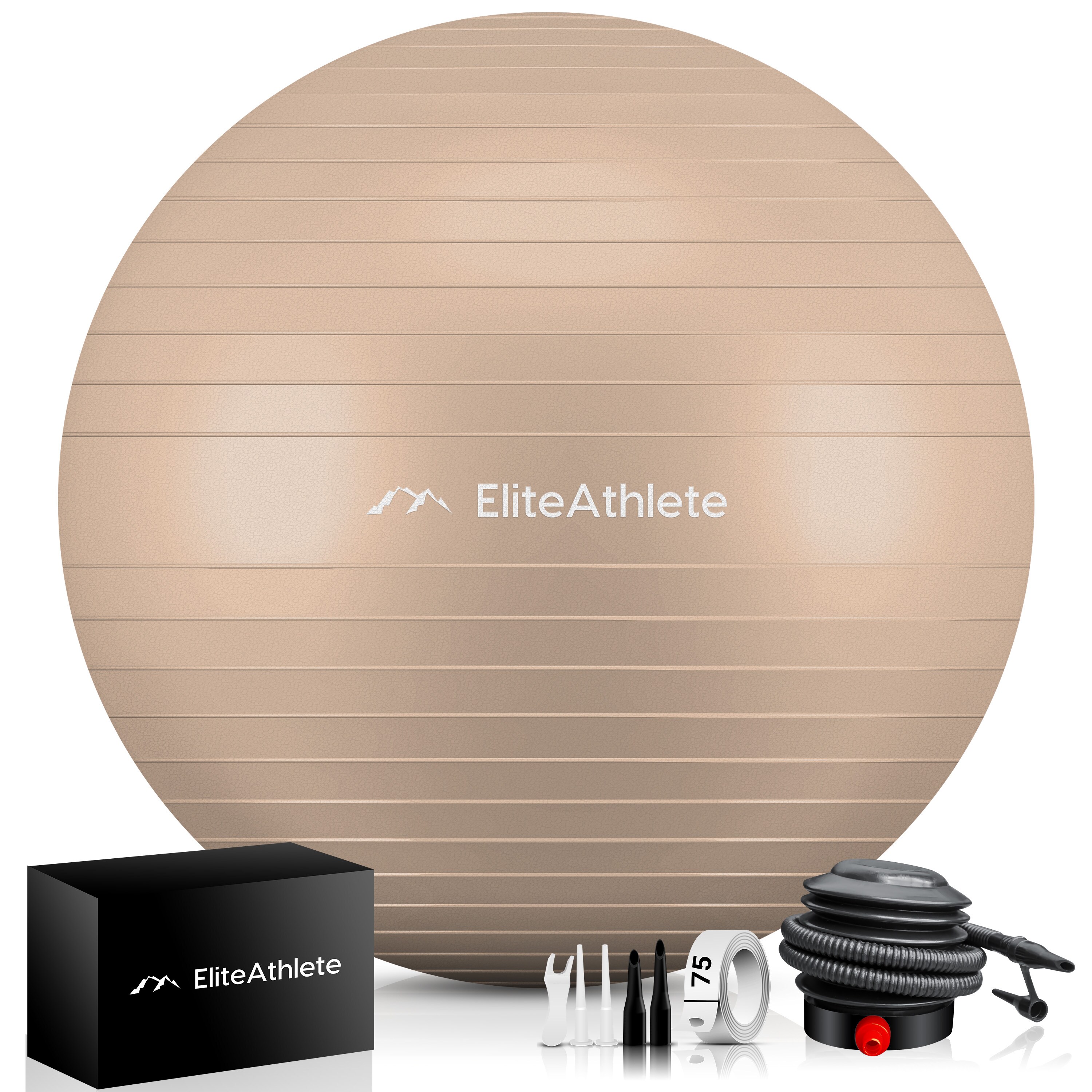 EliteAthlete&reg; Gymnastikball Sitzball B&uuml;ro ergonomisch mit Anti Burst System - Fitness Yoga Pilates Schwangerschaft - Schwangerschaftsball Fitnessball Yogaball - Yoga Ball inkl. Luftpumpe - Cappu 75cm 