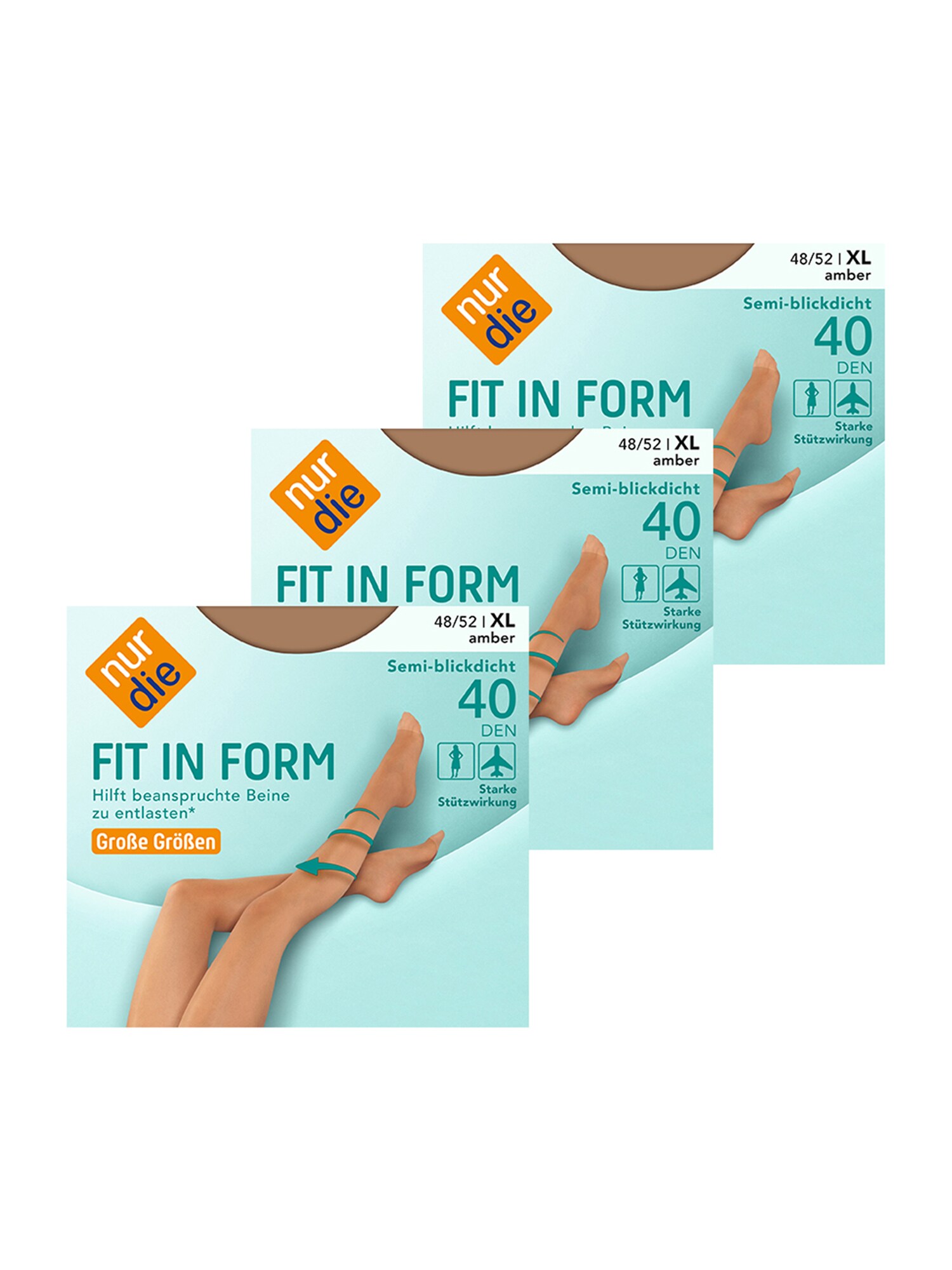 NUR DIE Damen Feinstrumpfhose Fit in Form Gro&szlig;e Gr&ouml;&szlig;en 40 DEN 3er Pack - Bild 1