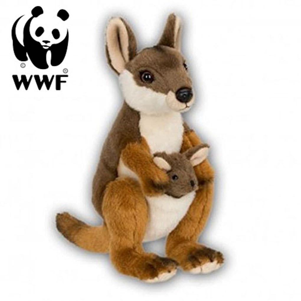 WWF Pl&uuml;schtier K&auml;nguru mit Baby (19cm) lebensecht Kuscheltier Stofftier Kangaroo Joey 