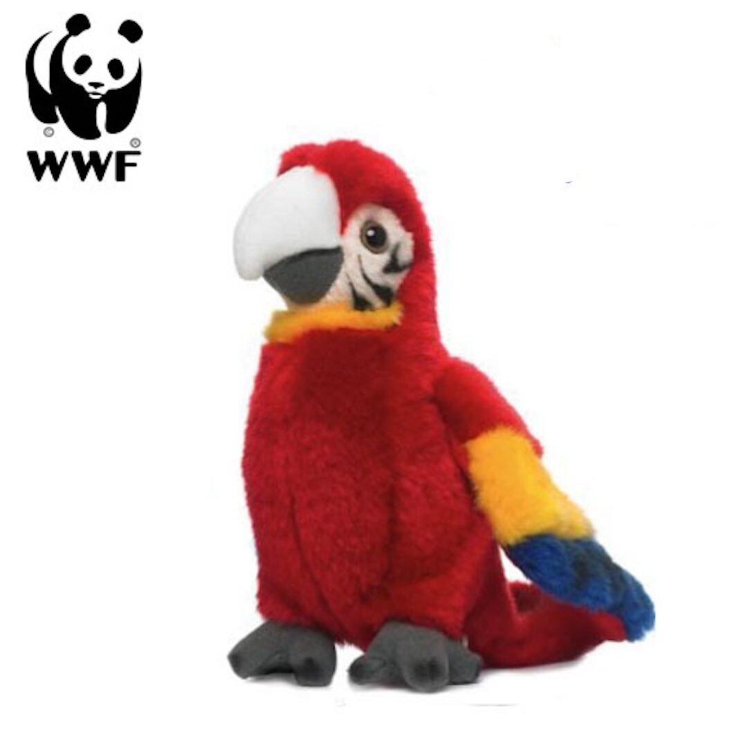 Plüschtier Hellroter Ara Papagei (mit Sound, 14cm) lebensecht Kuscheltier Stofftier