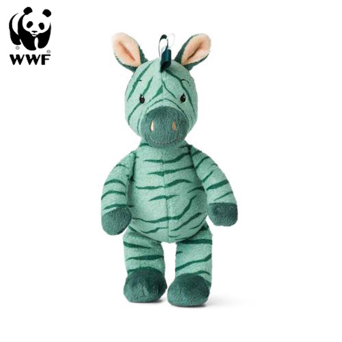 WWF Cub Club - Ziko das Zebra (gr&uuml;n, 22cm) mit Gl&ouml;ckchen Kuscheltier Stofftier f&uuml;r Kleinkinder 