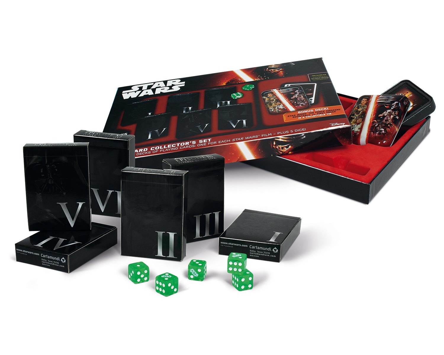 Star Wars Spielkarten Collector's Set Sammlerset Karten Episode 1-7 W&uuml;rfel Kartendecks 