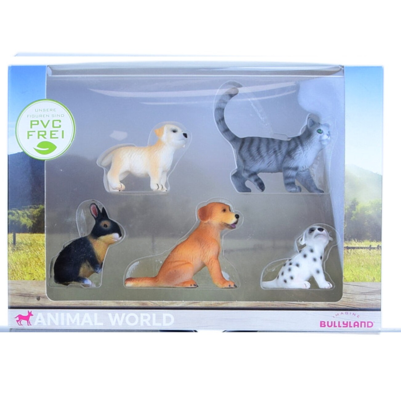 Bullyland Animal World Hunde Katzen Hase PVC-frei Tierfiguren Kinder Sammelfiguren 