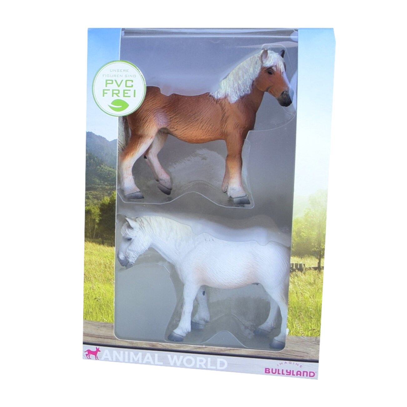 Bullyland Animal World 2 Pferde Set Haflinger Camargue PVC-frei Sammelfigur Kinder 