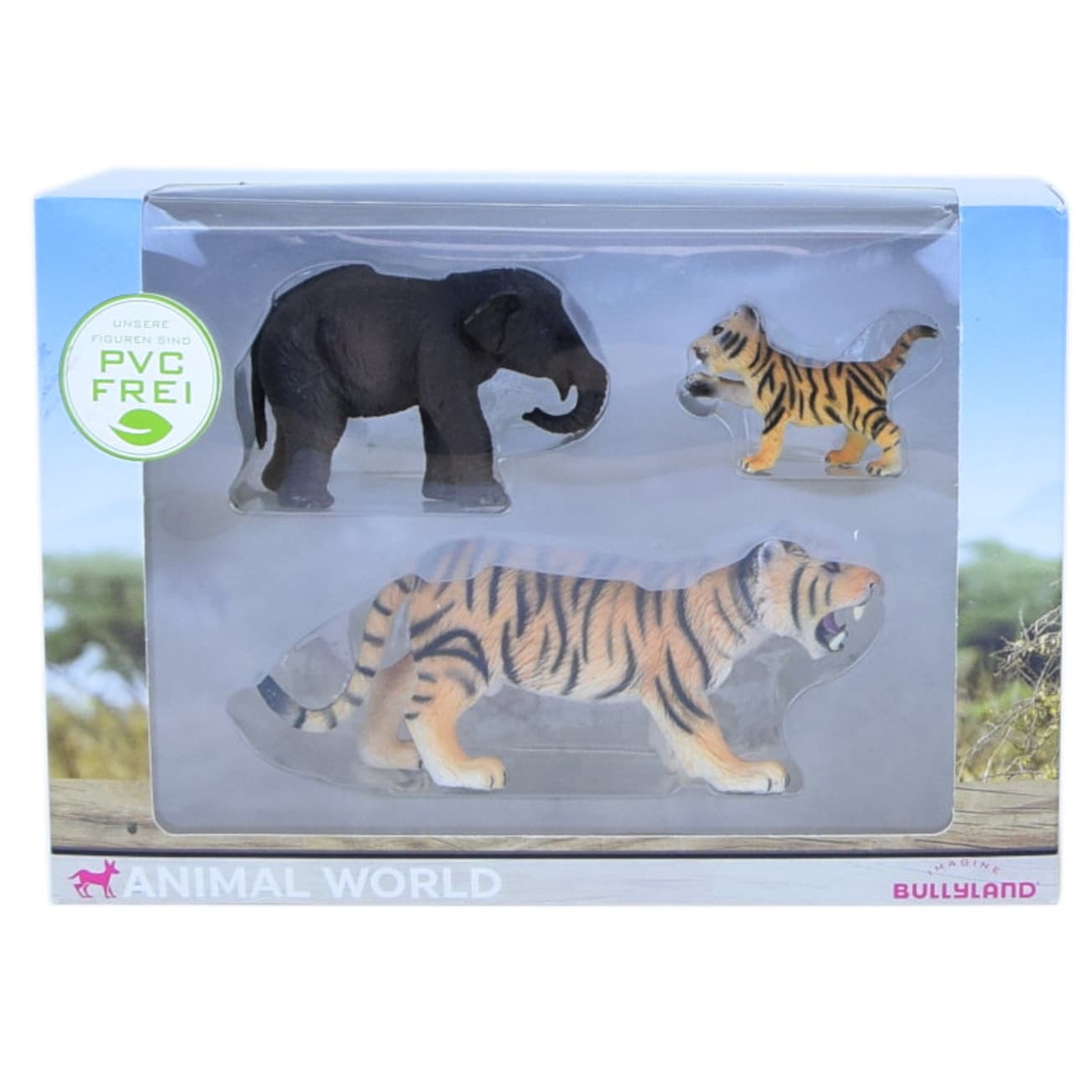 Bullyland Animal World Elefant Tiger Tigerbaby PVC-frei Tierfiguren Kinder Sammelfiguren 
