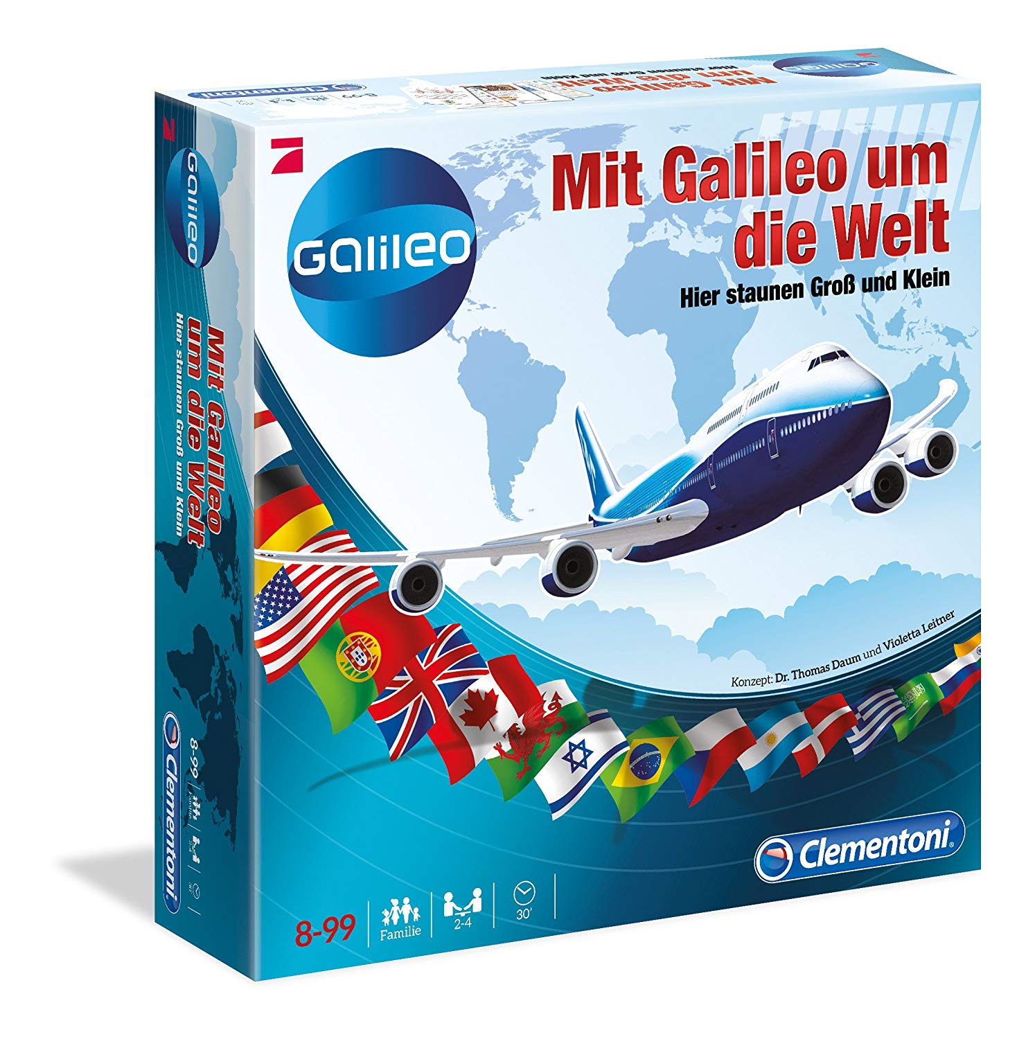 Clementoni - Mit Galileo um die Welt - Brettspiel Familienspiel Wissensspiel Pro7 