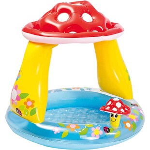 INTEX 57114NP - Planschbecken - Pilz Babypool (102 x 89cm) aufblasbar Kinderplanschbecken mit Sonnendach 