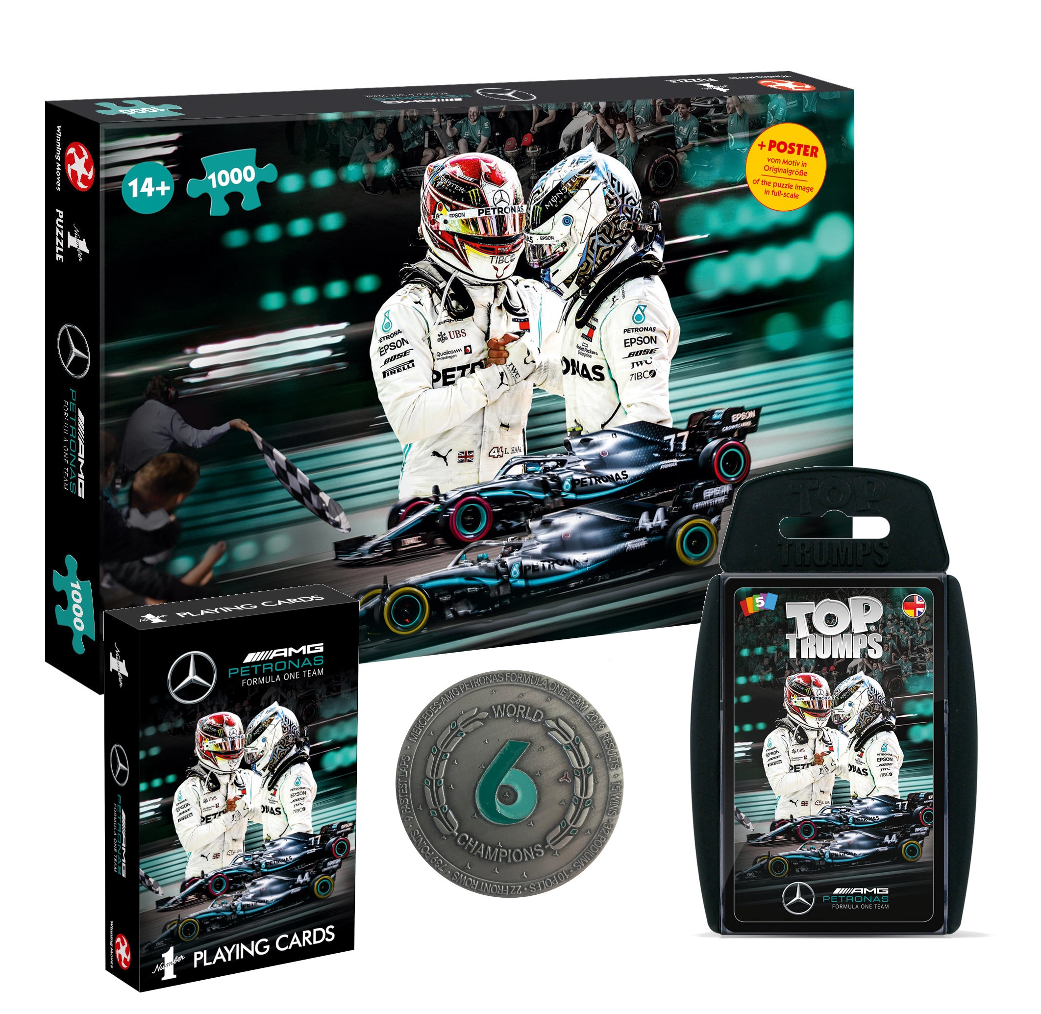 Mercedes-AMG Petronas Motorsport Fanbundle Puzzle Karten Coin Formel 1 Set 