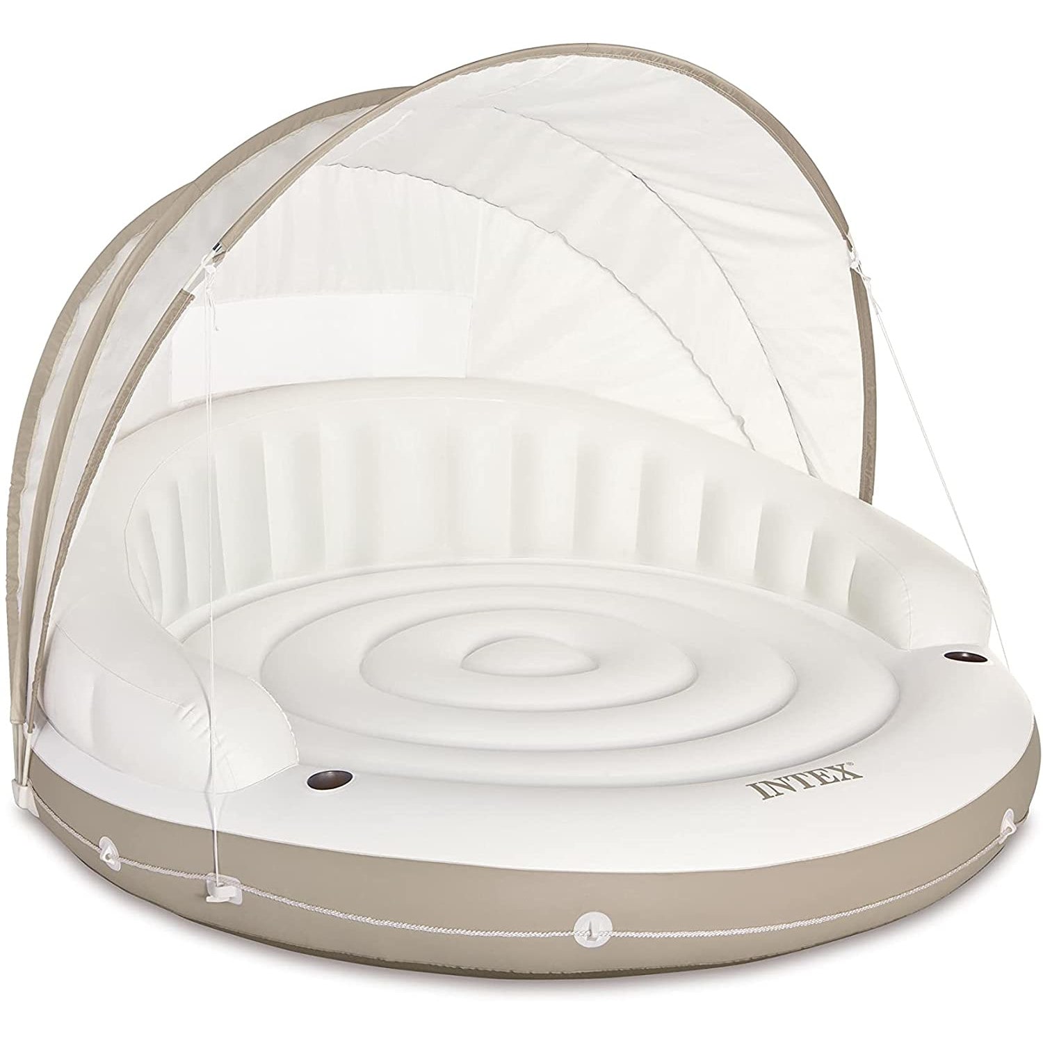 INTEX 58292EU - Badeinsel - Canopy Island (199x150cm) mit abnehmbarem Sonnenschutz, 2 Getr&auml;nkehalter 