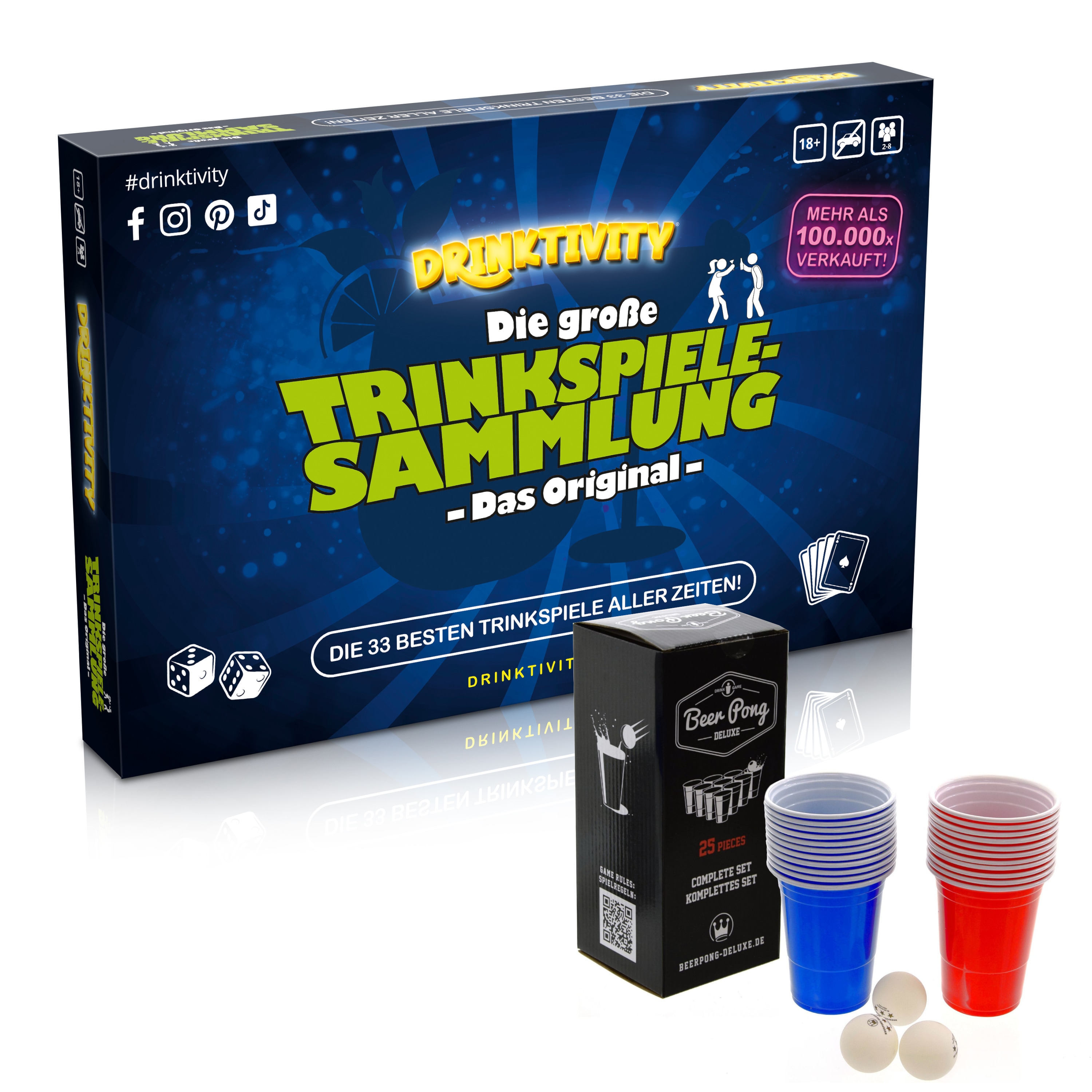 Party BUNDLE Trinkspiel Sammlung Drinktivity mit Beerpong Set f&uuml;r ab 18 Jahren 