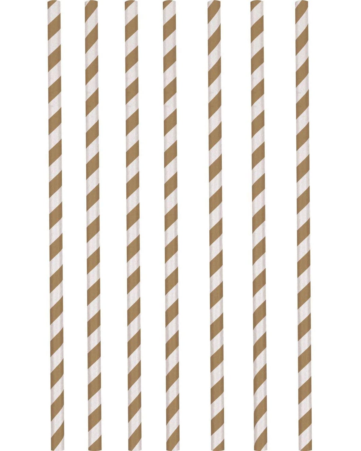 Amscan Papier-Trinkhalme braun wei&szlig; gestreift 12 St&uuml;ck Party Zubeh&ouml;r 