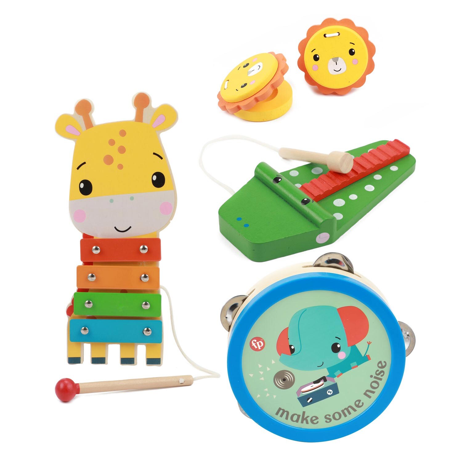 Fisher-Price - Holz-Musikinstrumente 5 Stück Kinderinstrumente Kinderspielzeug