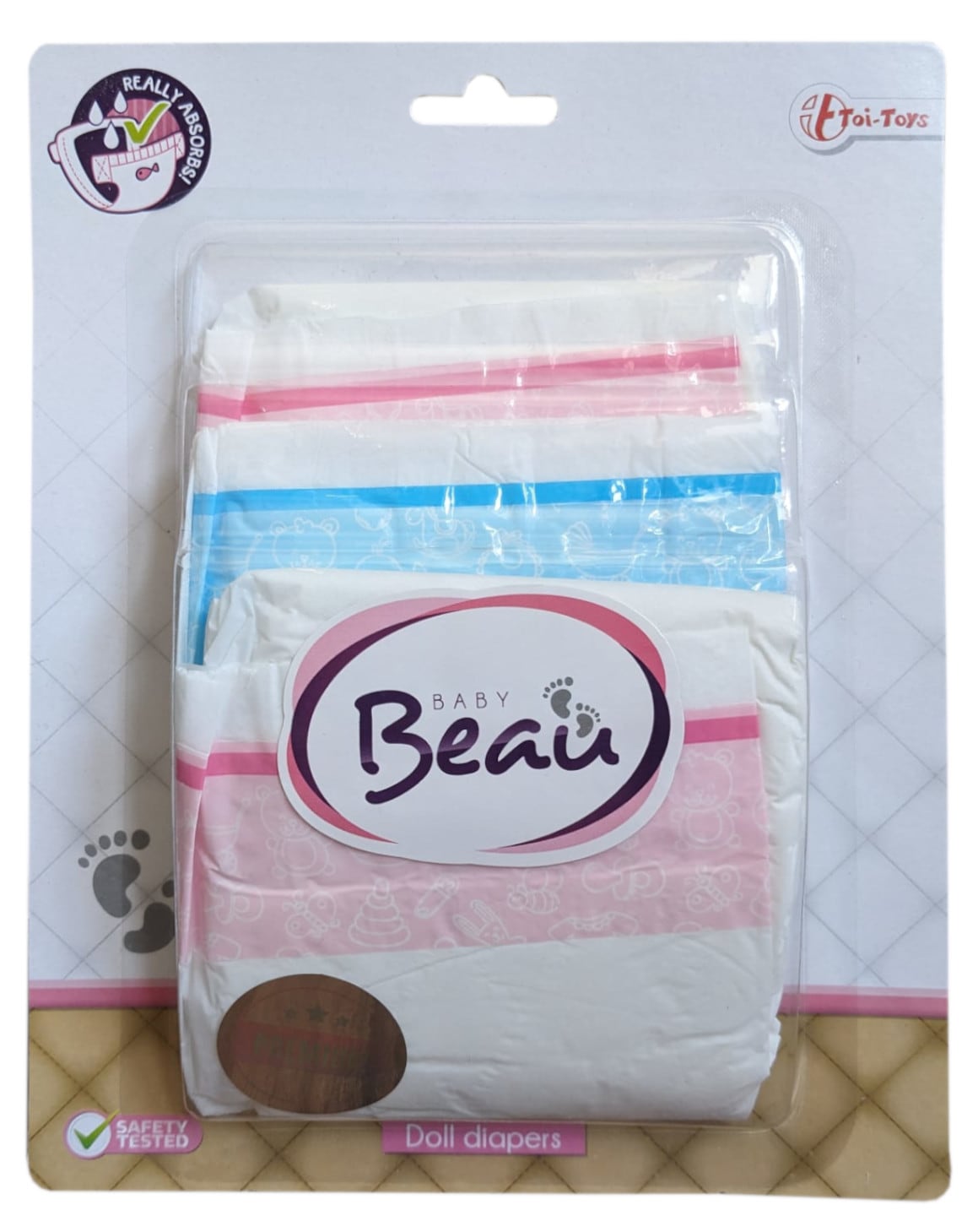 Toi-Toys - Baby Beau Windeln f&uuml;r Babypuppe (3 St&uuml;ck) Puppenwindeln Puppenzubeh&ouml;r 