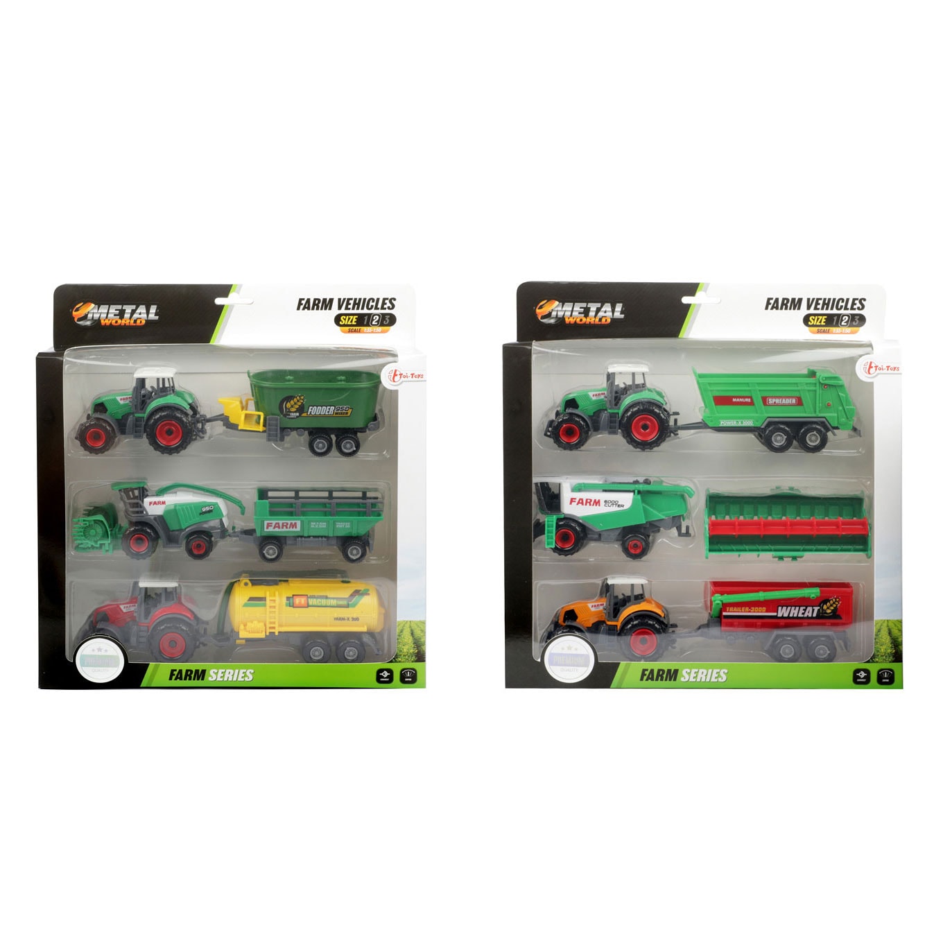 Toi-Toys - METAL Landwirtschafts-Set - Traktor + Anh&auml;nger (6-teilig), (zuf&auml;llige Auswahl) 
