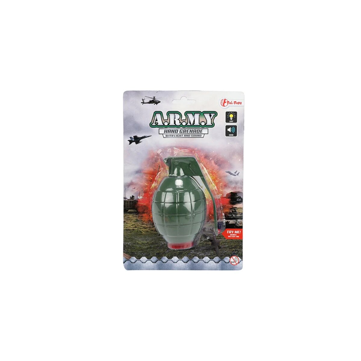 Toi-Toys - ALFAFOX Handgranate (Milit&auml;r) Granate Bombe Spielzeugwaffe Kinder Spielzeuggr&uuml;n 