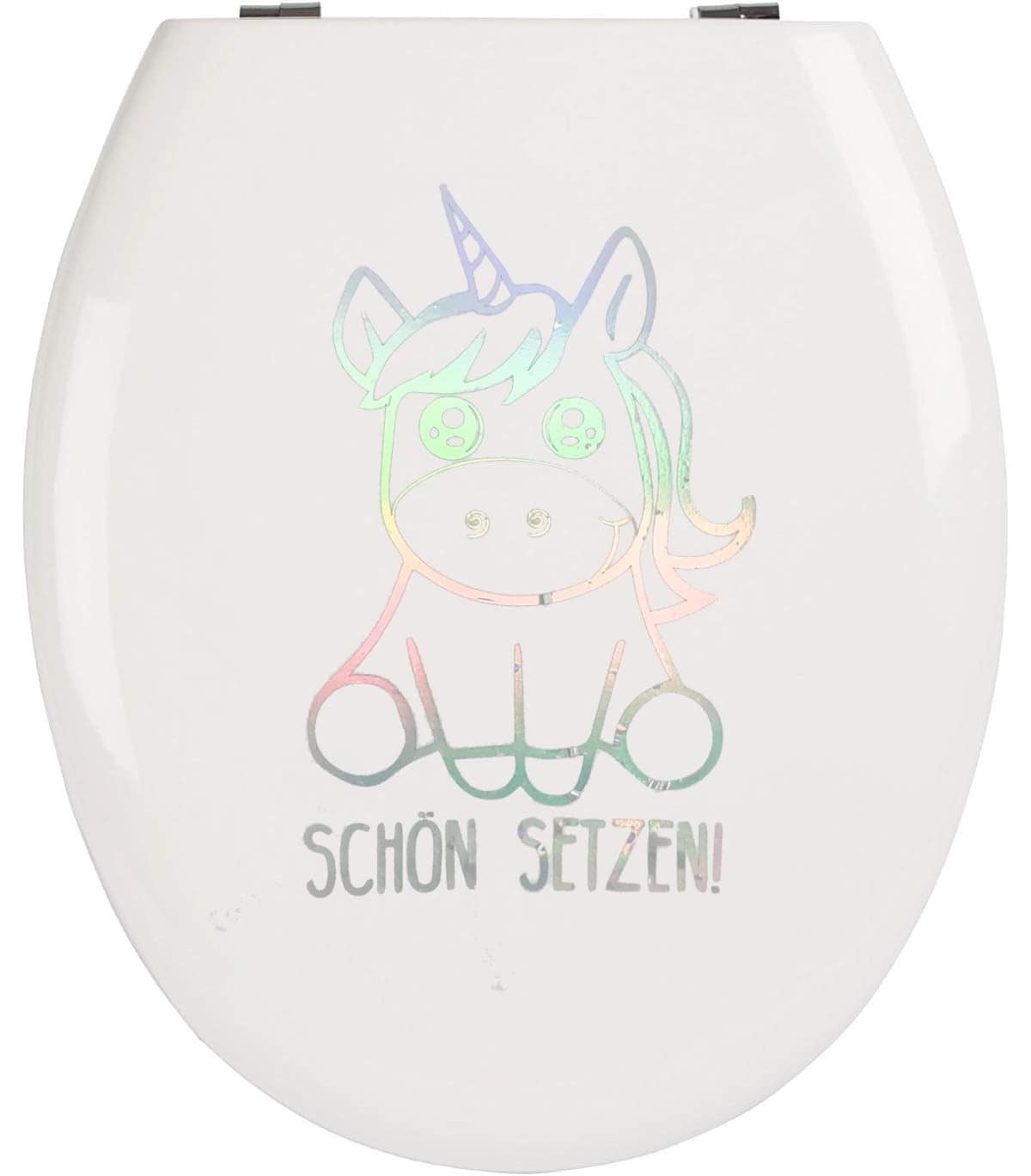 EinhornLiebe - WC-Deckel Aufkleber - SCH&Ouml;N SETZEN (25x8cm) Toilettendeckelaufkleber Deko 
