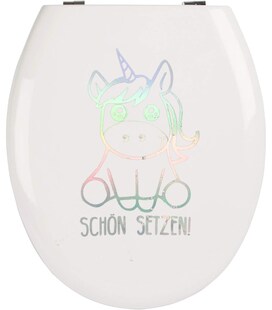 EinhornLiebe - WC-Deckel Aufkleber - SCHÖN SETZEN (25x8cm) Toilettendeckelaufkleber Deko 