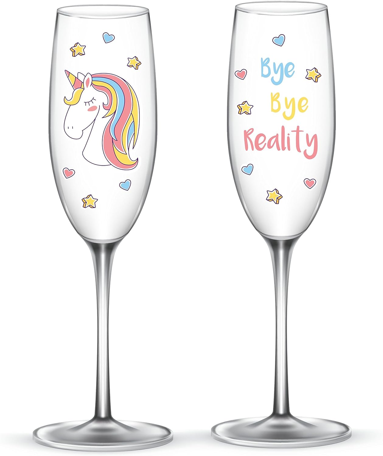 EinhornLiebe - Sektgl&auml;ser Set - Einhorn Glas Bye Bye Reality (2 St&uuml;ck) Proseccogl&auml;ser Gl&auml;ser 
