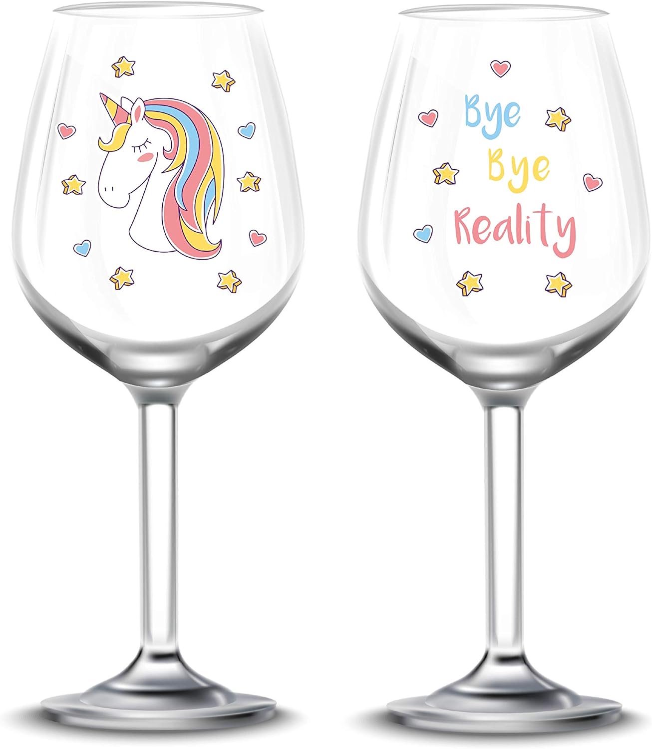 EinhornLiebe - Weingl&auml;ser Set - Bye Bye Reality (2 St&uuml;ck) Weinglas Glas Unicorn Einhorn 