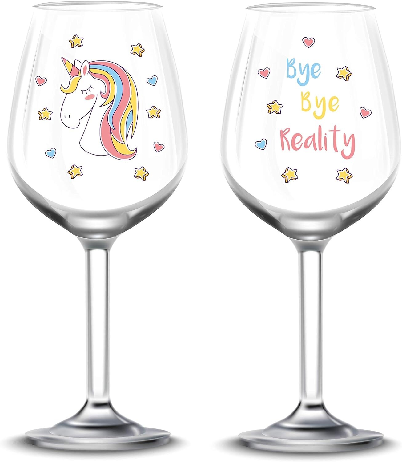 - Weingläser Set - Bye Bye Reality () Weinglas Glas Unicorn Einhorn