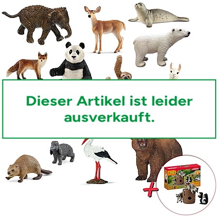 Schleich - Tierfiguren - wilde Tiere der Welt 14-teilig + Spielspaß um die Nuss Spielset 
