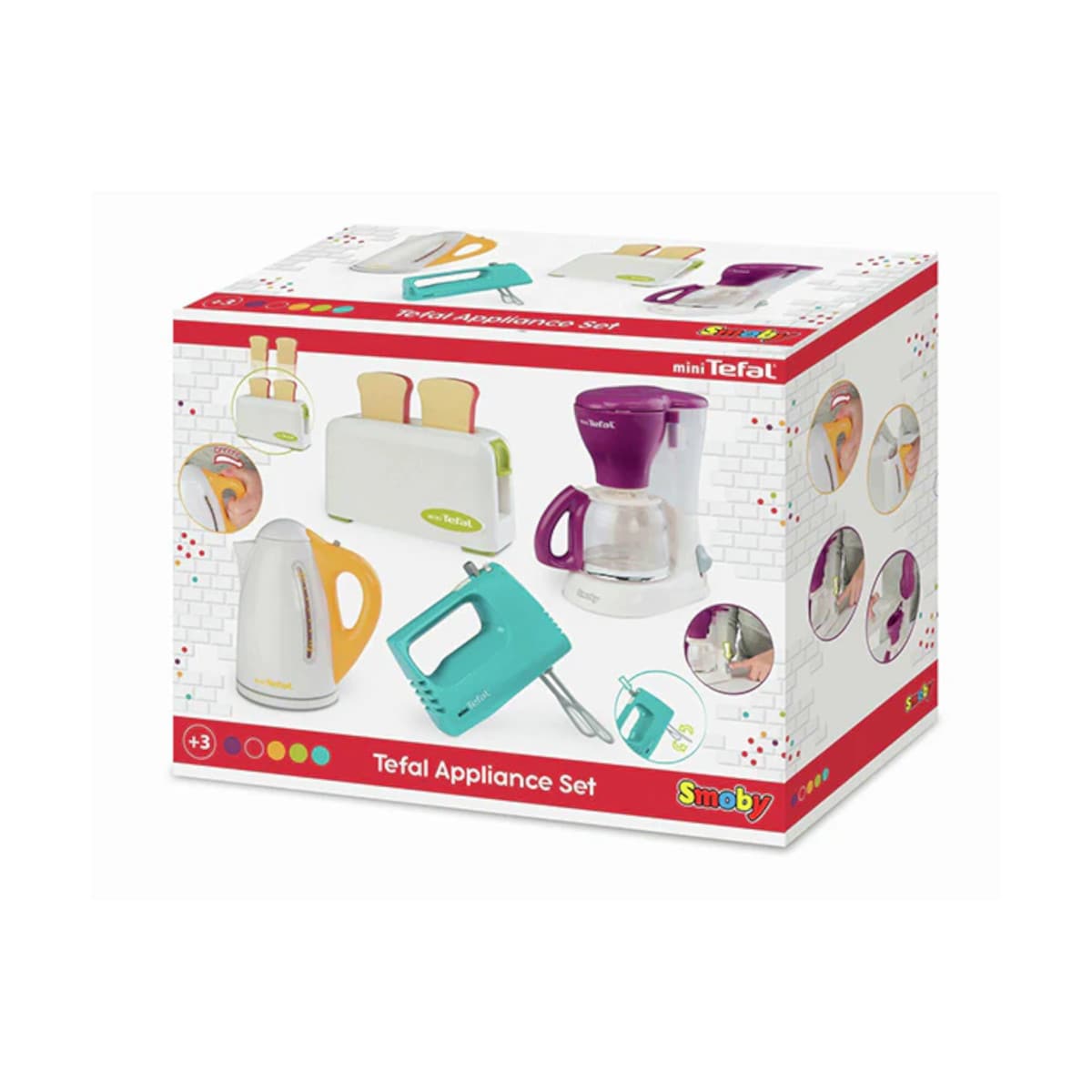 Smoby 7600310536 - Tefal - Mini-Ger&auml;te-Set (Kaffeemaschine, Toaster, Wasserkocher, Handmixer) 