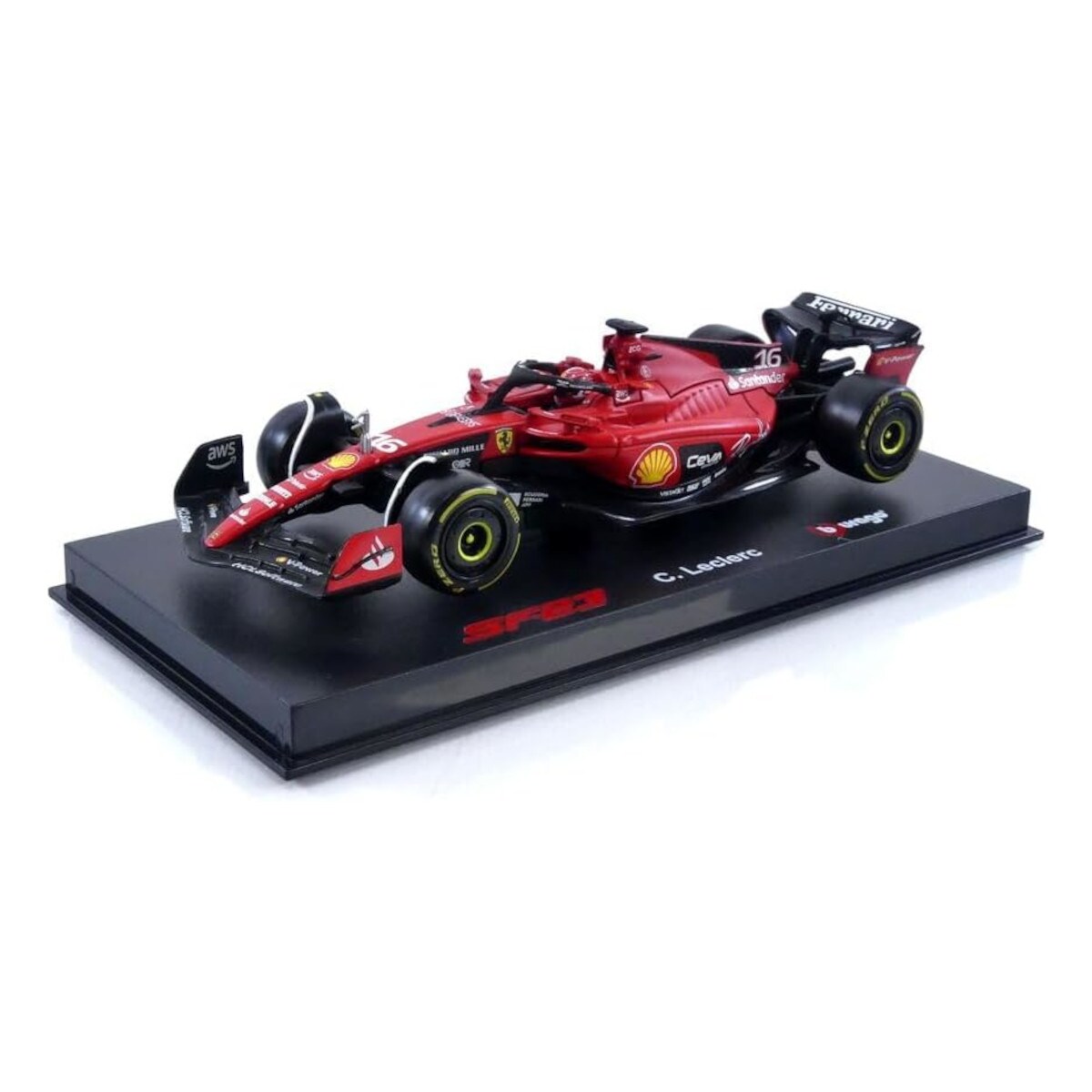 Bburago 18-36835L - Modellauto - F1 Ferrari SF-23 #16 Leclerc (mit Helm, Ma&szlig;stab 1:43) Formel 1 