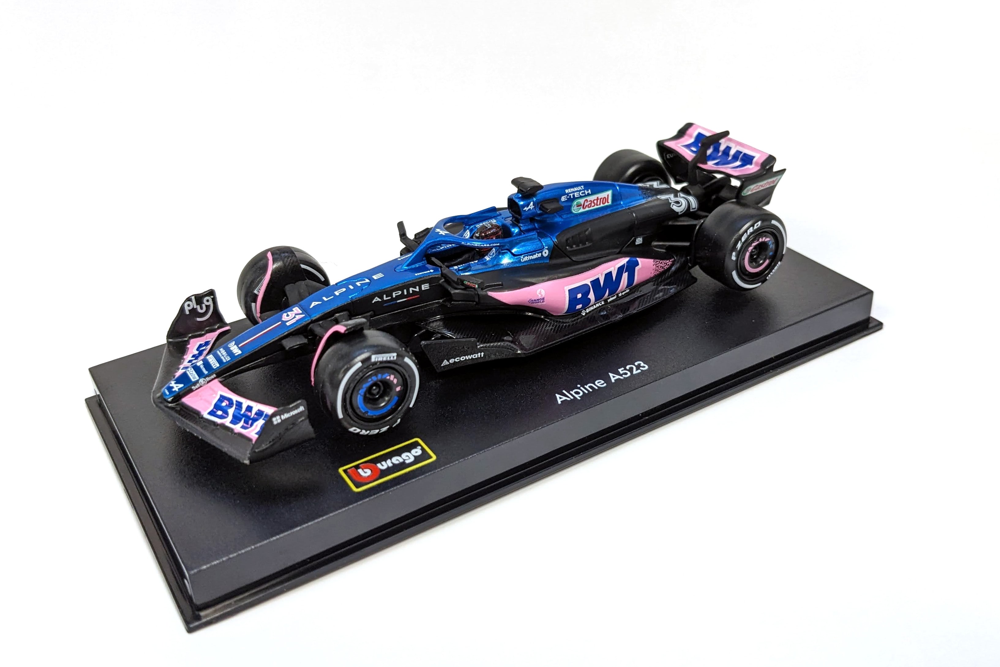 Bburago 18-38073O - Modellauto - F1 Renault Alpine A523' 23  #31 Ocon (mit Helm, Ma&szlig;stab 1:43) 