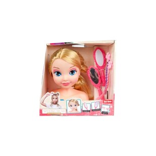 Toi-Toys LAUREN Styling-Kopf für Mädchen – Frisierkopf mit Bürste & Spiegel 