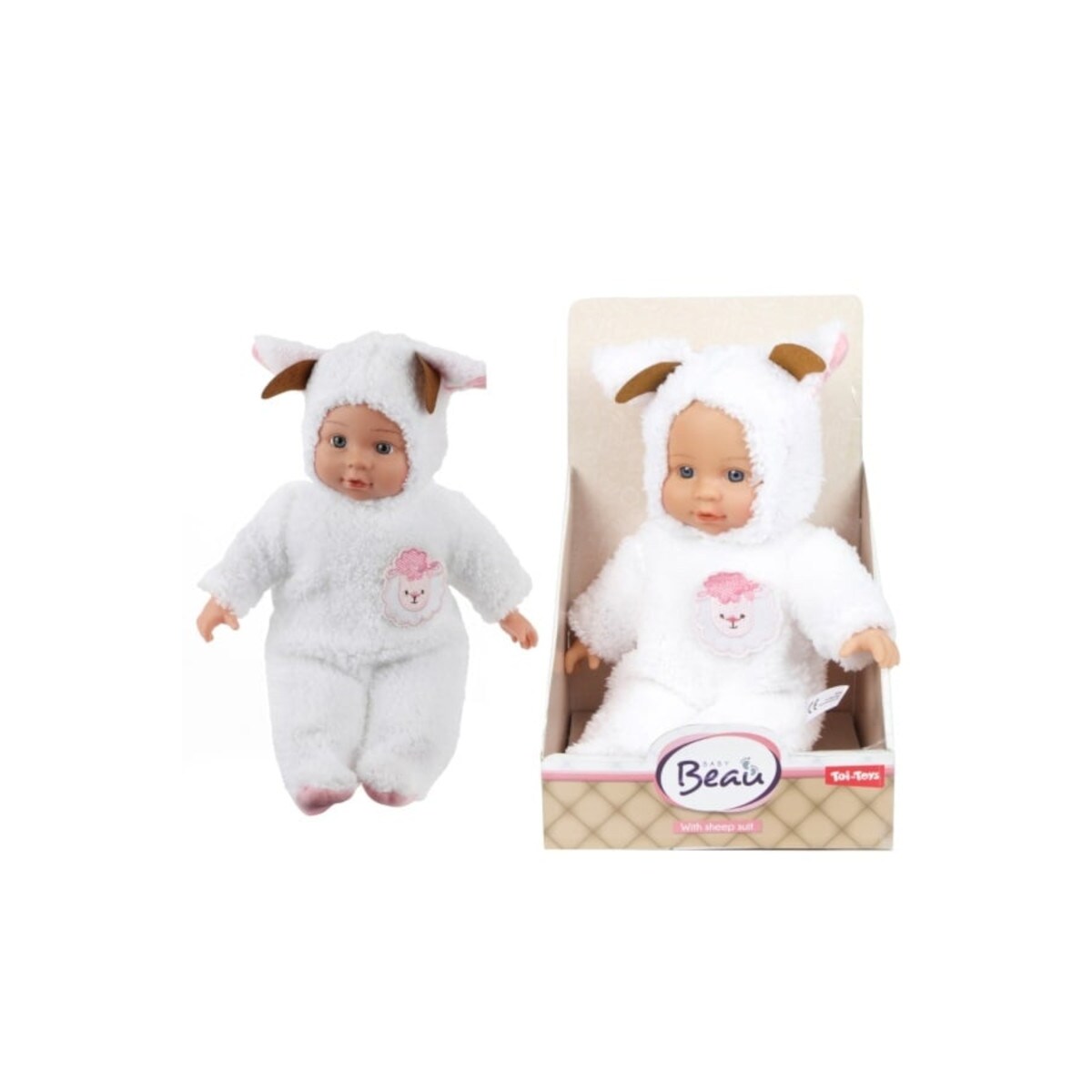02025B BEAU Babypuppe – Kuschelpuppe im Schaf-Anzug für Kinder ab 24 Monaten