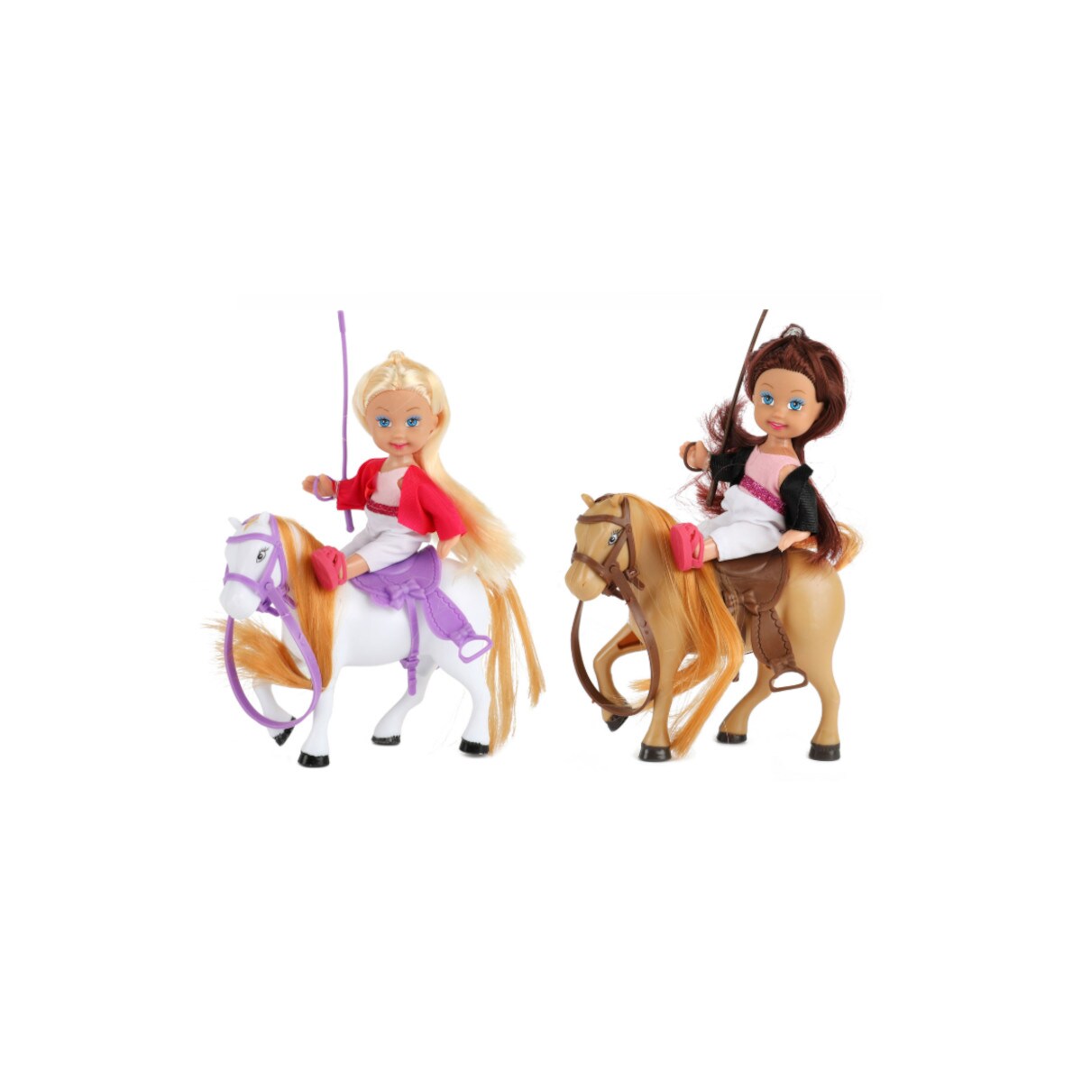 - LILLY Teenager-Puppen 12cm mit 2 Pferden, Halfter & Sattel Spielfigur