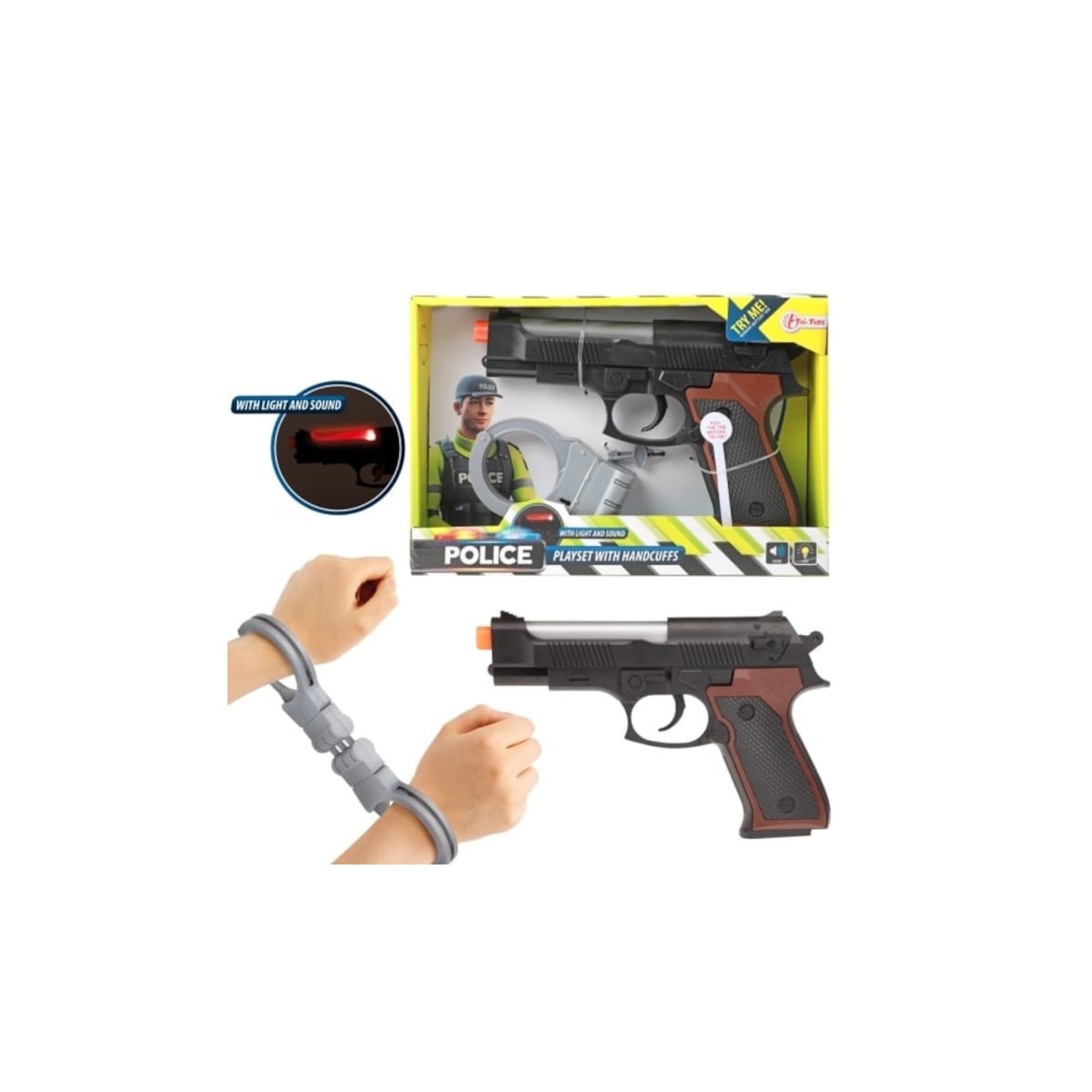 Toi-Toys POLICE Polizei Pistole mit Handschellen Rollenspiel-Set Spielzeug 