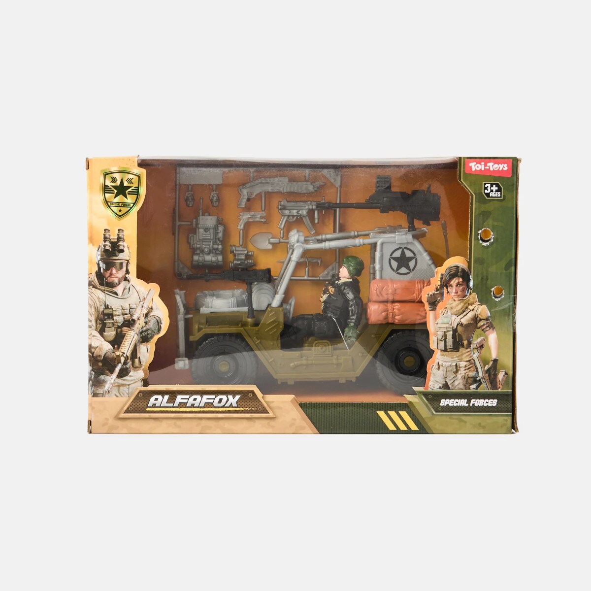Toi-Toys ALFAFOX Jeep-Spielset mit Zubeh&ouml;r & Milit&auml;rfigur, Rollenspiel f&uuml;r Kinder ab 3 Jahren 