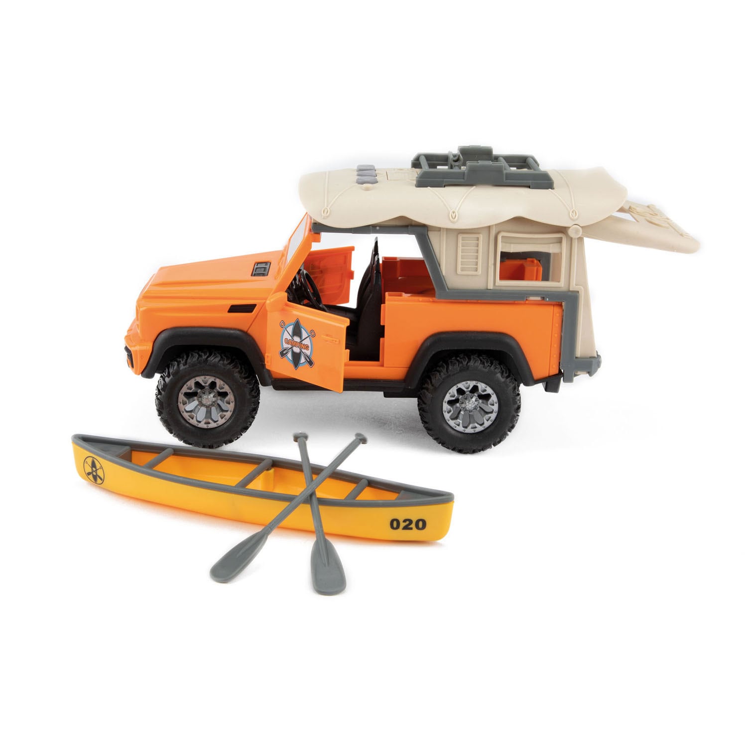 Toi-Toys VEHICOOL 4x4 Gel&auml;ndewagen mit Dachzelt & Kanu, Licht, Sound & Friktionsmotor 