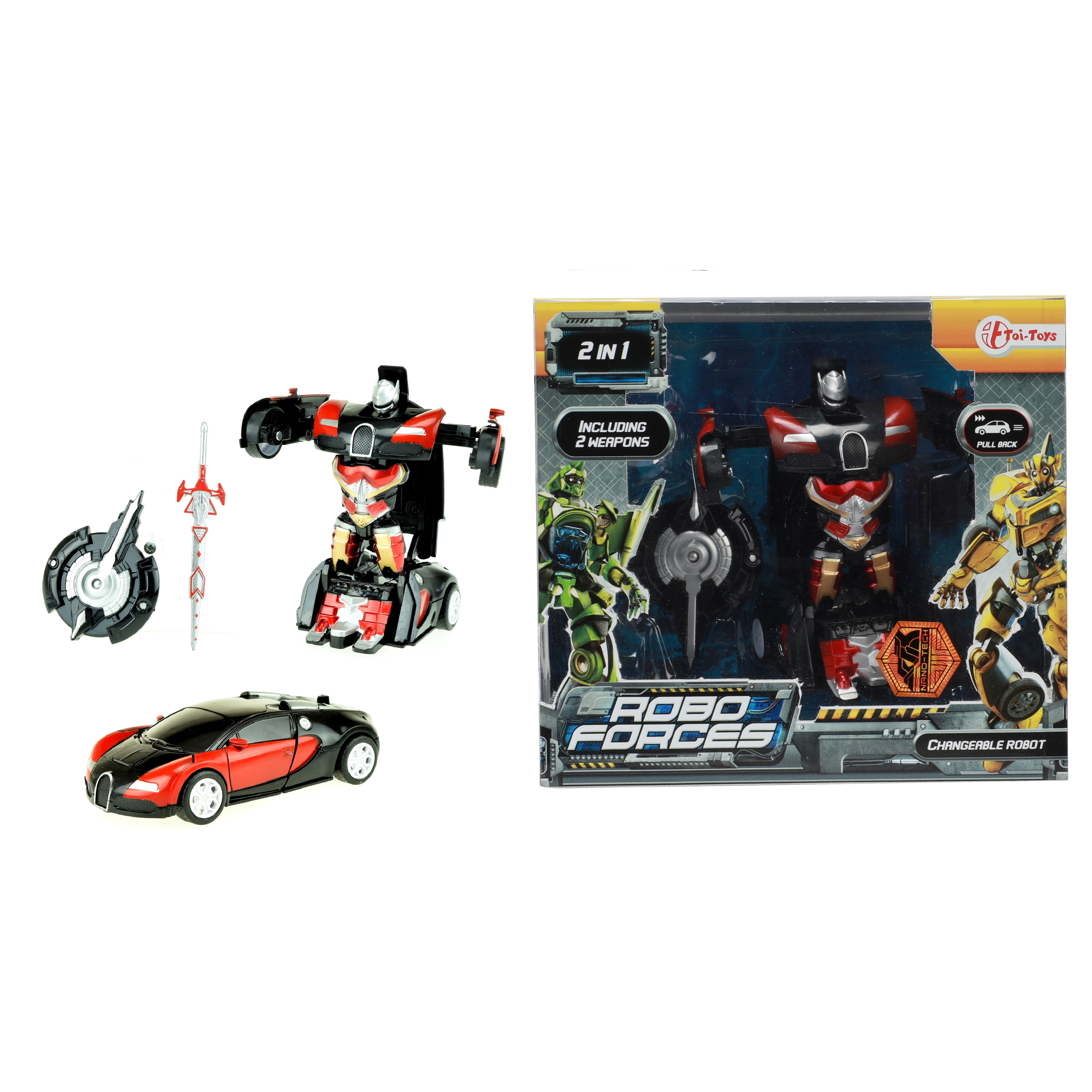 Toi-Toys - ROBOFORCES - Verwandlungsroboter Superauto Roboter Robot Auto Car changebale Pull back 